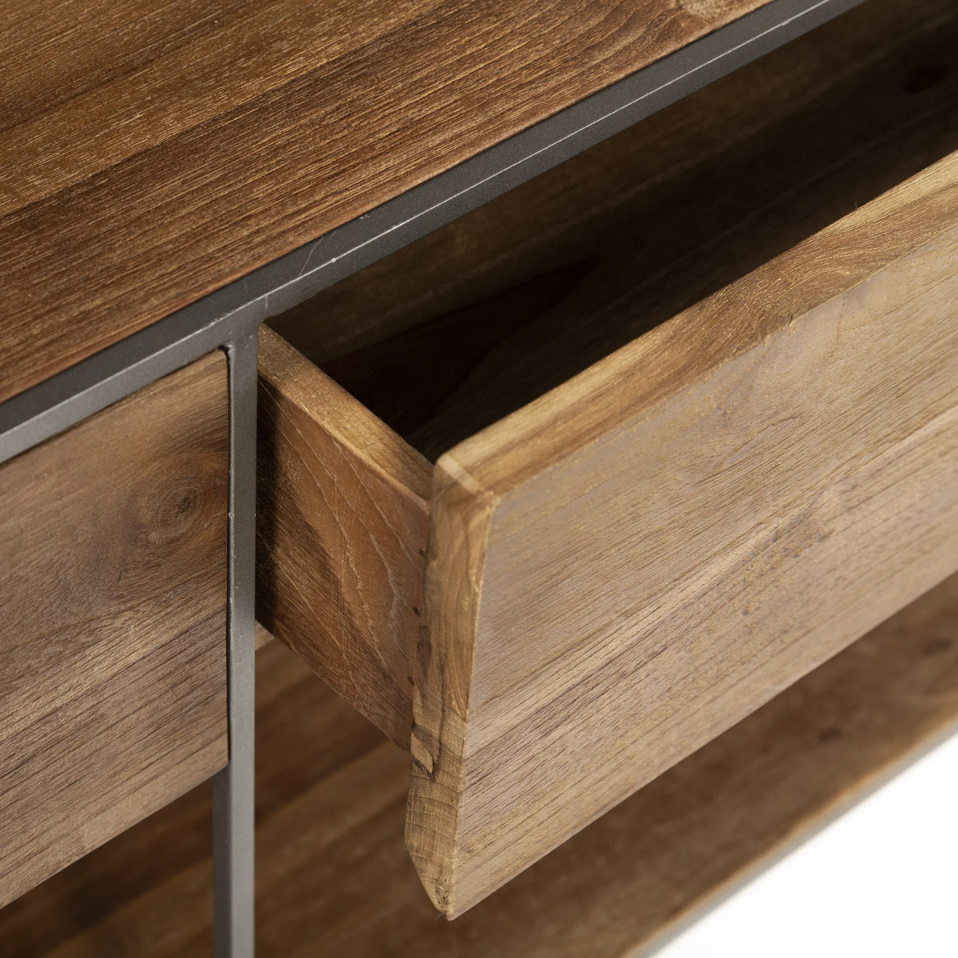 Brown Wood And Silver Metal Frame With 2 Drawer And Sideboard By Homeroots - Image 8
