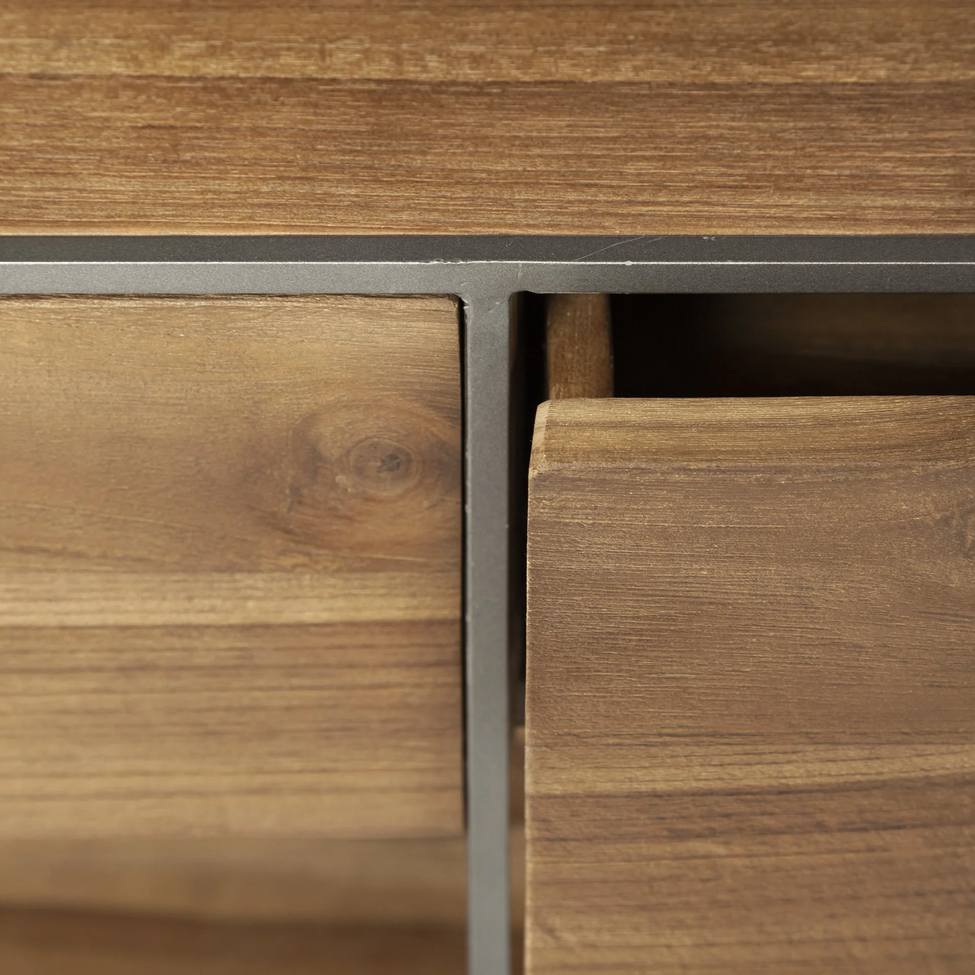 Brown Wood And Silver Metal Frame With 2 Drawer And Sideboard By Homeroots - Image 9