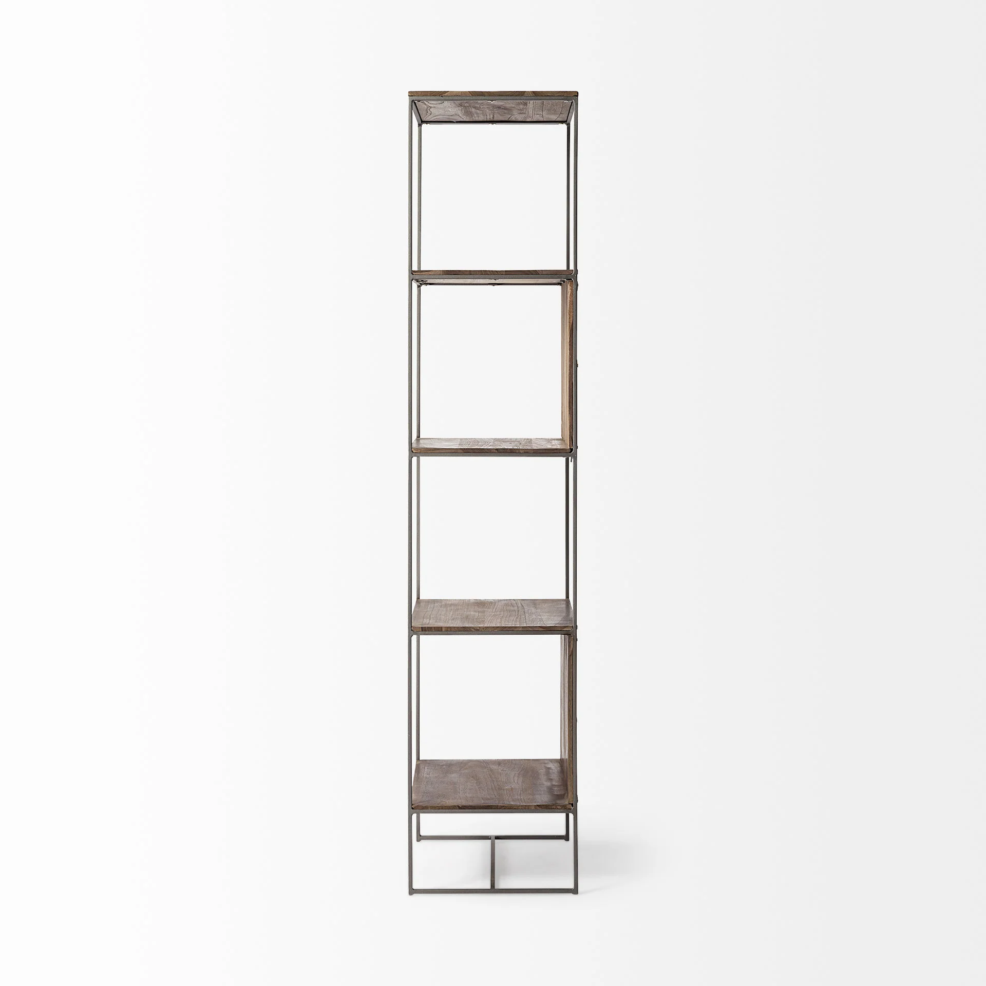 Brown Wood and Silver Metal Frame with 4 Shelf Shelving Unit By Homeroots - Image 3