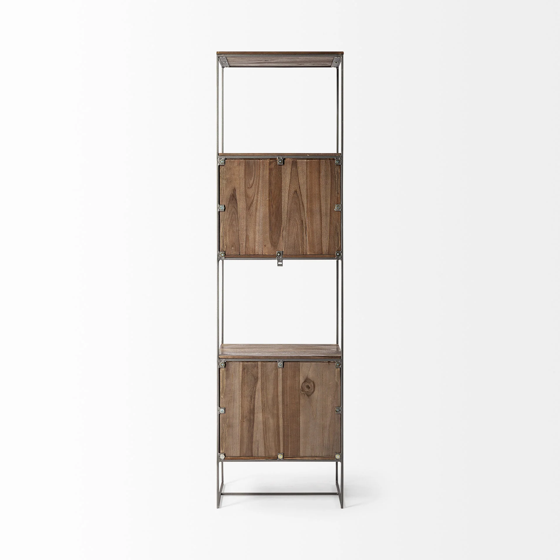 Brown Wood and Silver Metal Frame with 4 Shelf Shelving Unit By Homeroots - Image 4