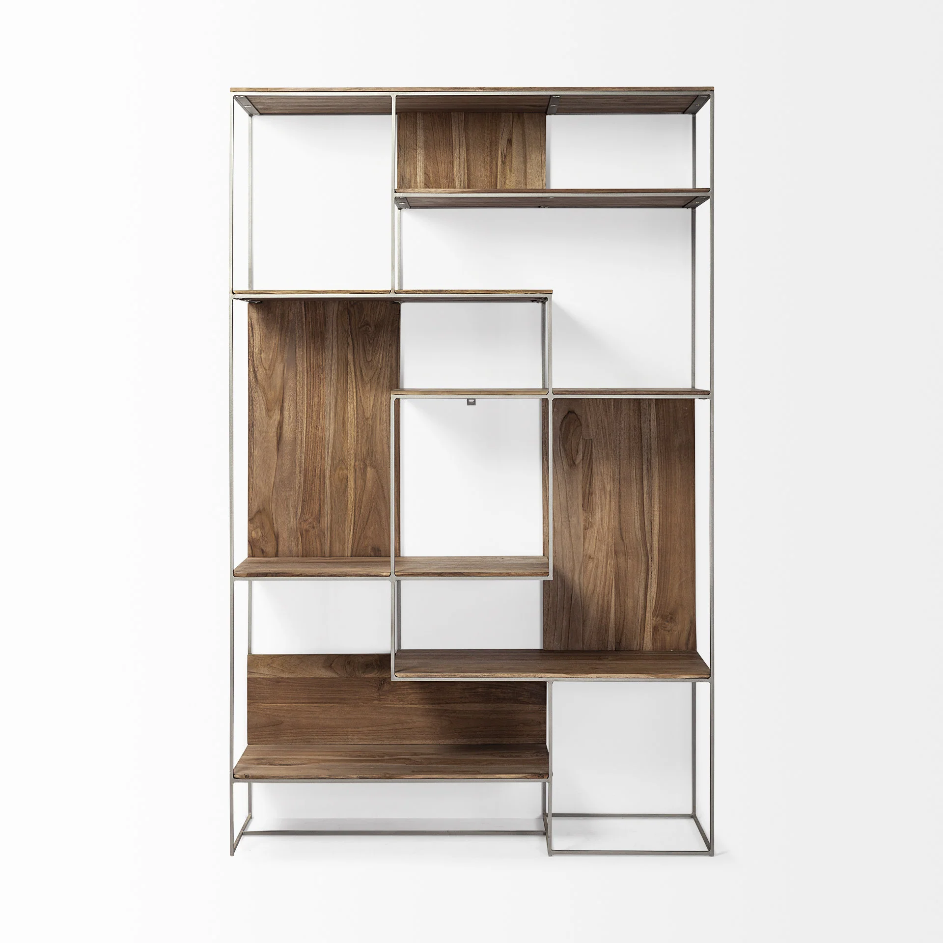 Brown Wood and Silver Metal Frame with 6 Shelf Shelving Unit By Homeroots - Image 3