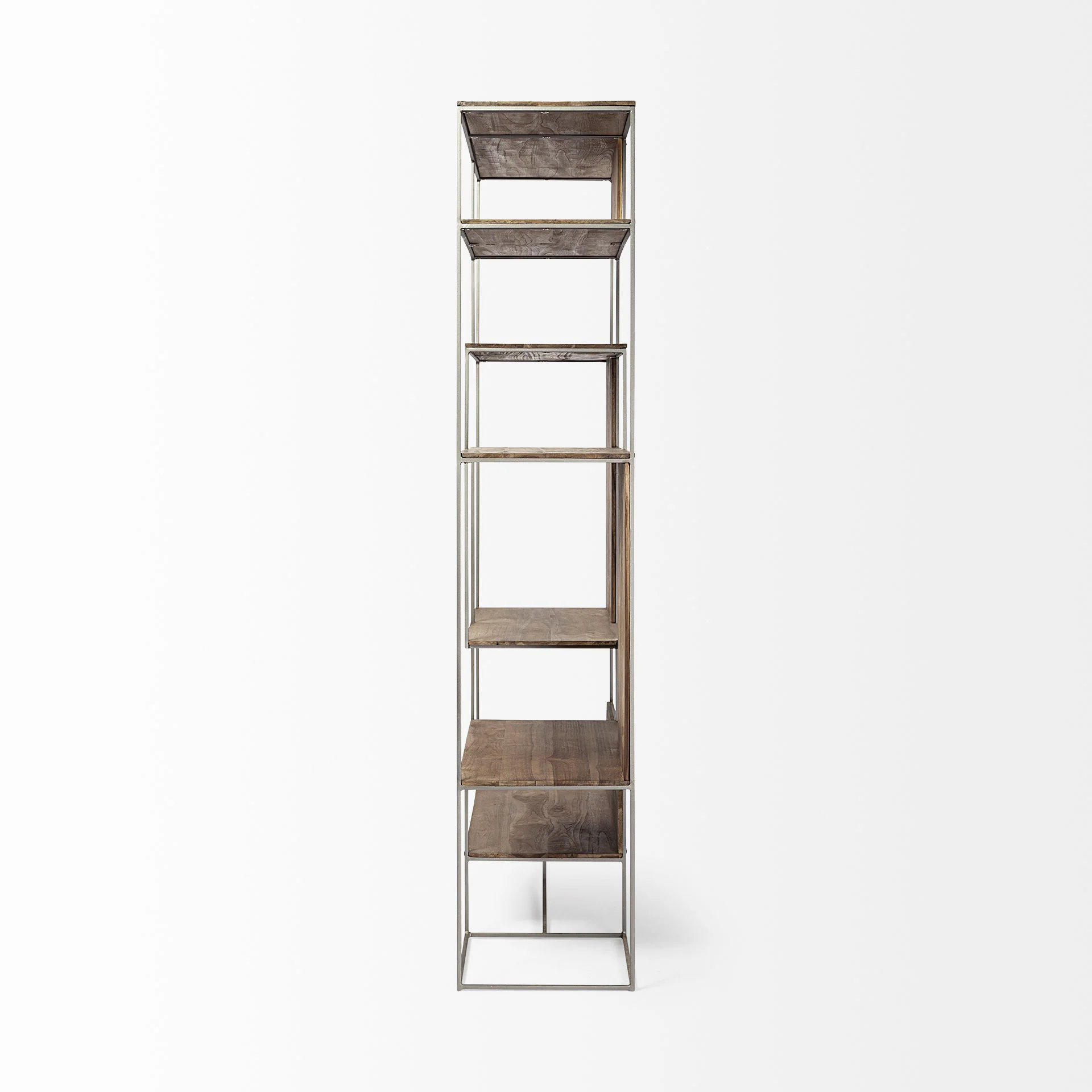Brown Wood and Silver Metal Frame with 6 Shelf Shelving Unit By Homeroots - Image 4