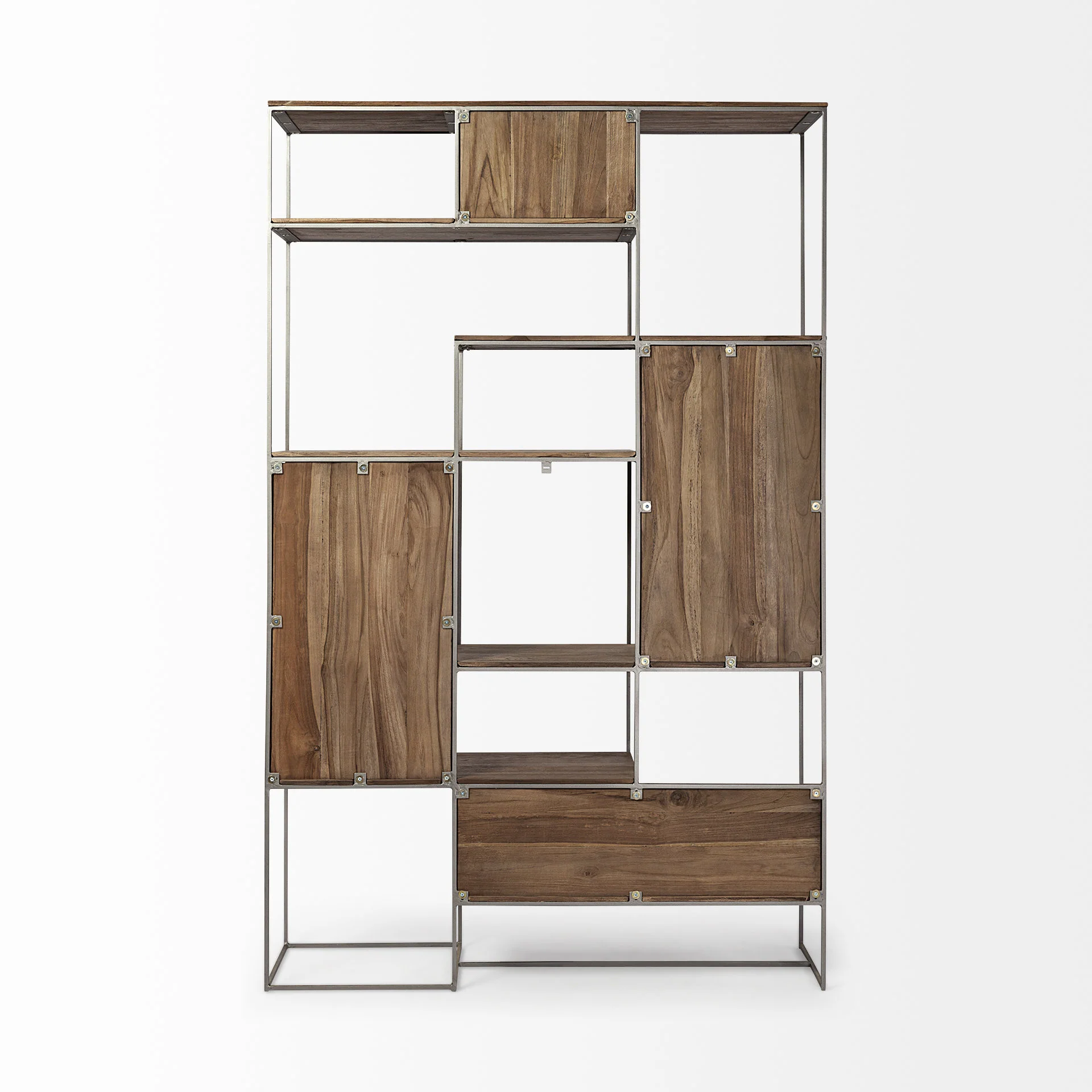 Brown Wood and Silver Metal Frame with 6 Shelf Shelving Unit By Homeroots - Image 5