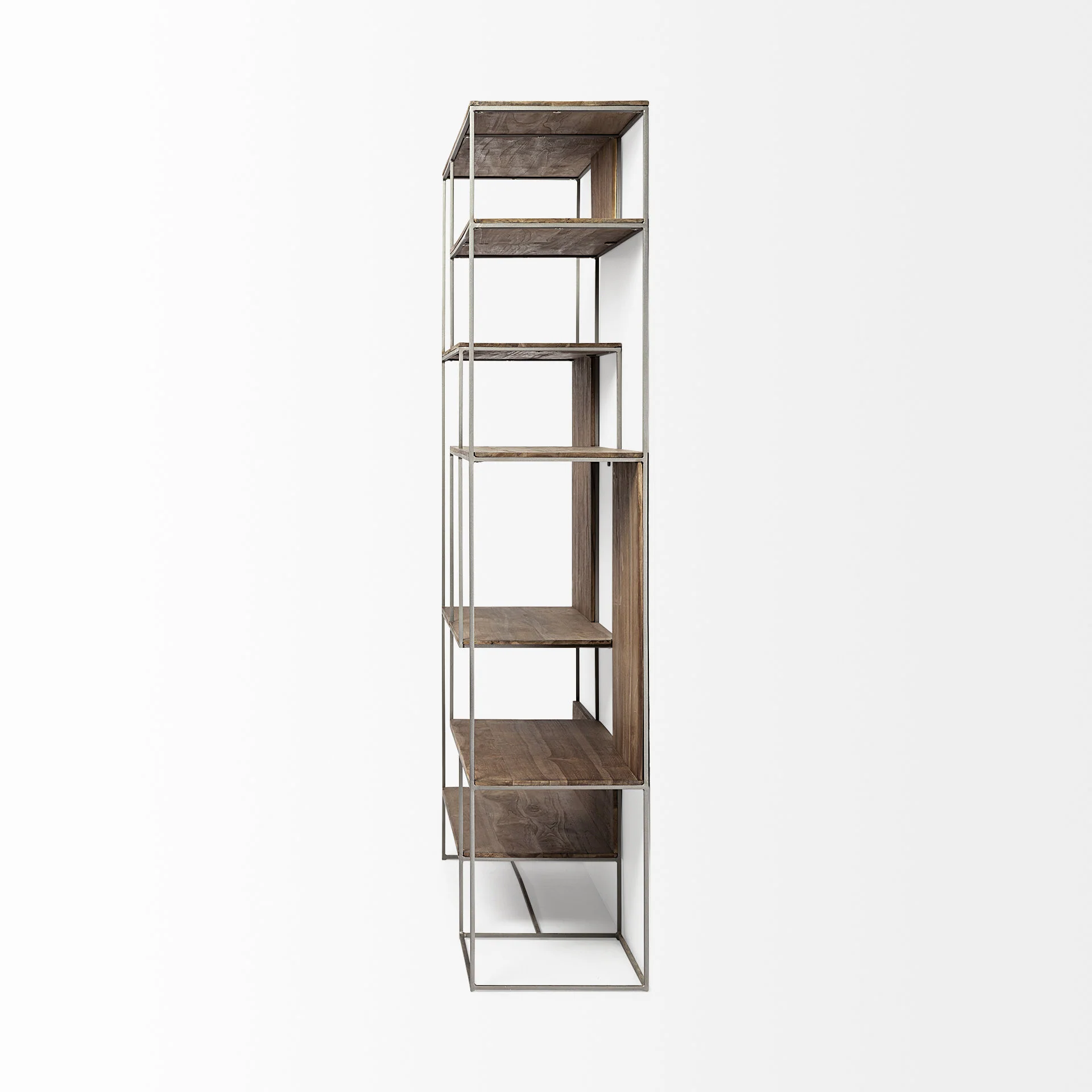 Brown Wood and Silver Metal Frame with 6 Shelf Shelving Unit By Homeroots - Image 6
