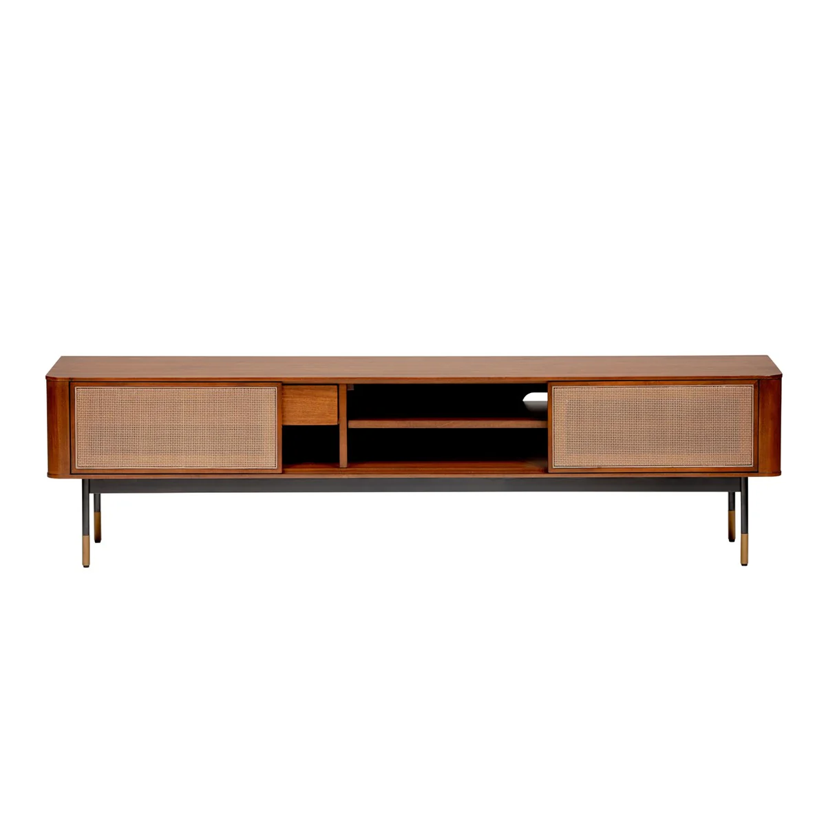 Brown Wood and Wicker Media Stand By Homeroots - Image 2