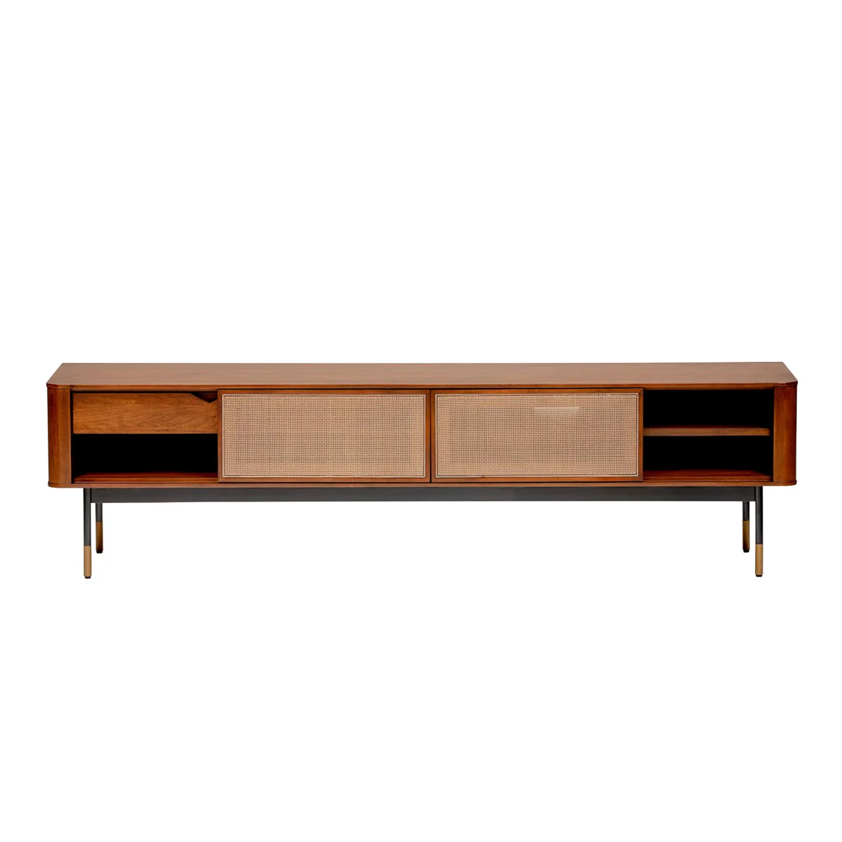 Brown Wood and Wicker Media Stand By Homeroots - Image 3
