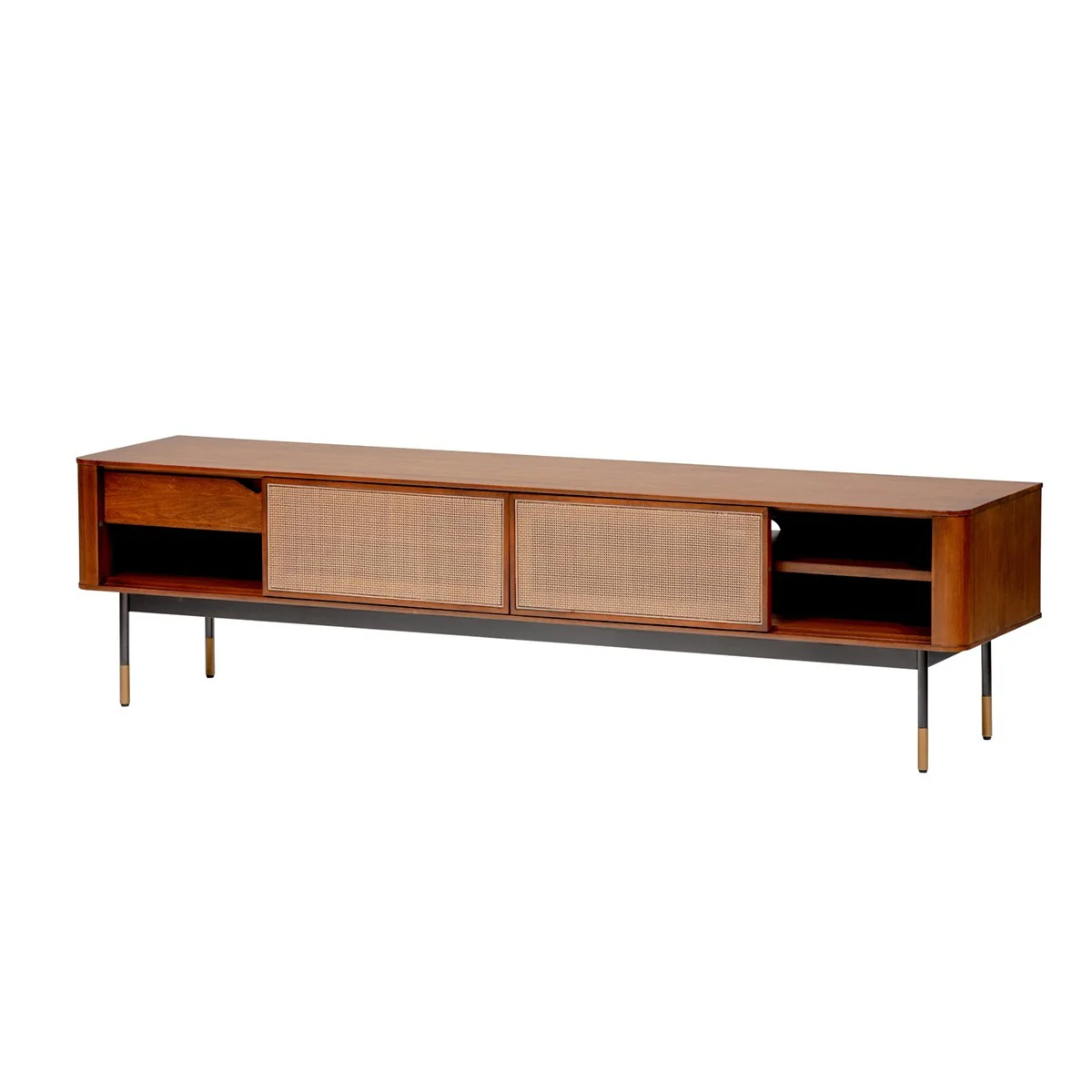 Brown Wood and Wicker Media Stand By Homeroots - Image 4