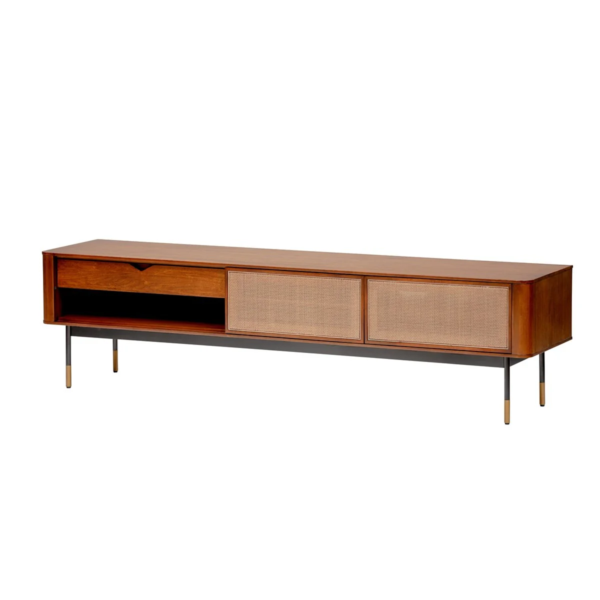 Brown Wood and Wicker Media Stand By Homeroots - Image 5