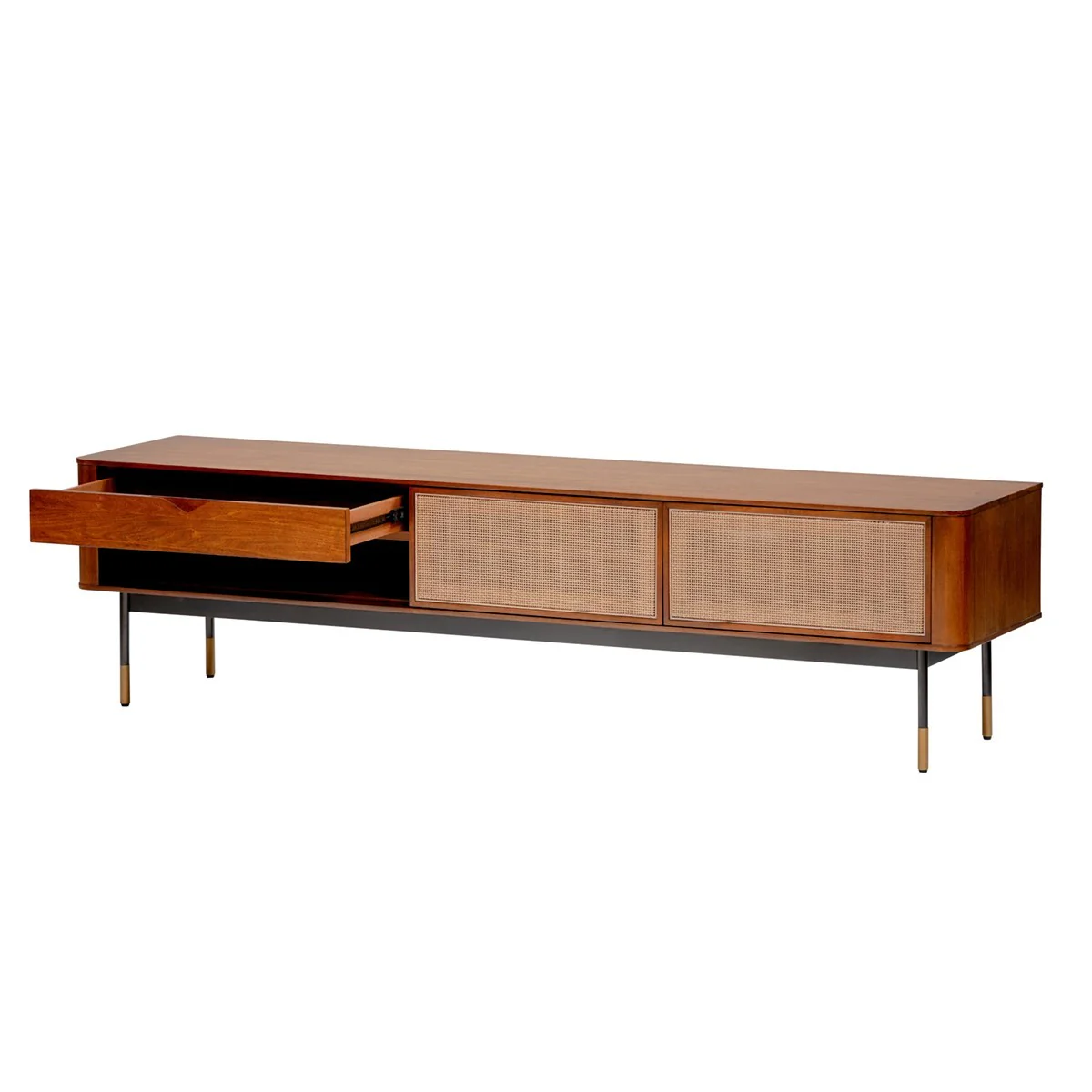 Brown Wood and Wicker Media Stand By Homeroots - Image 6