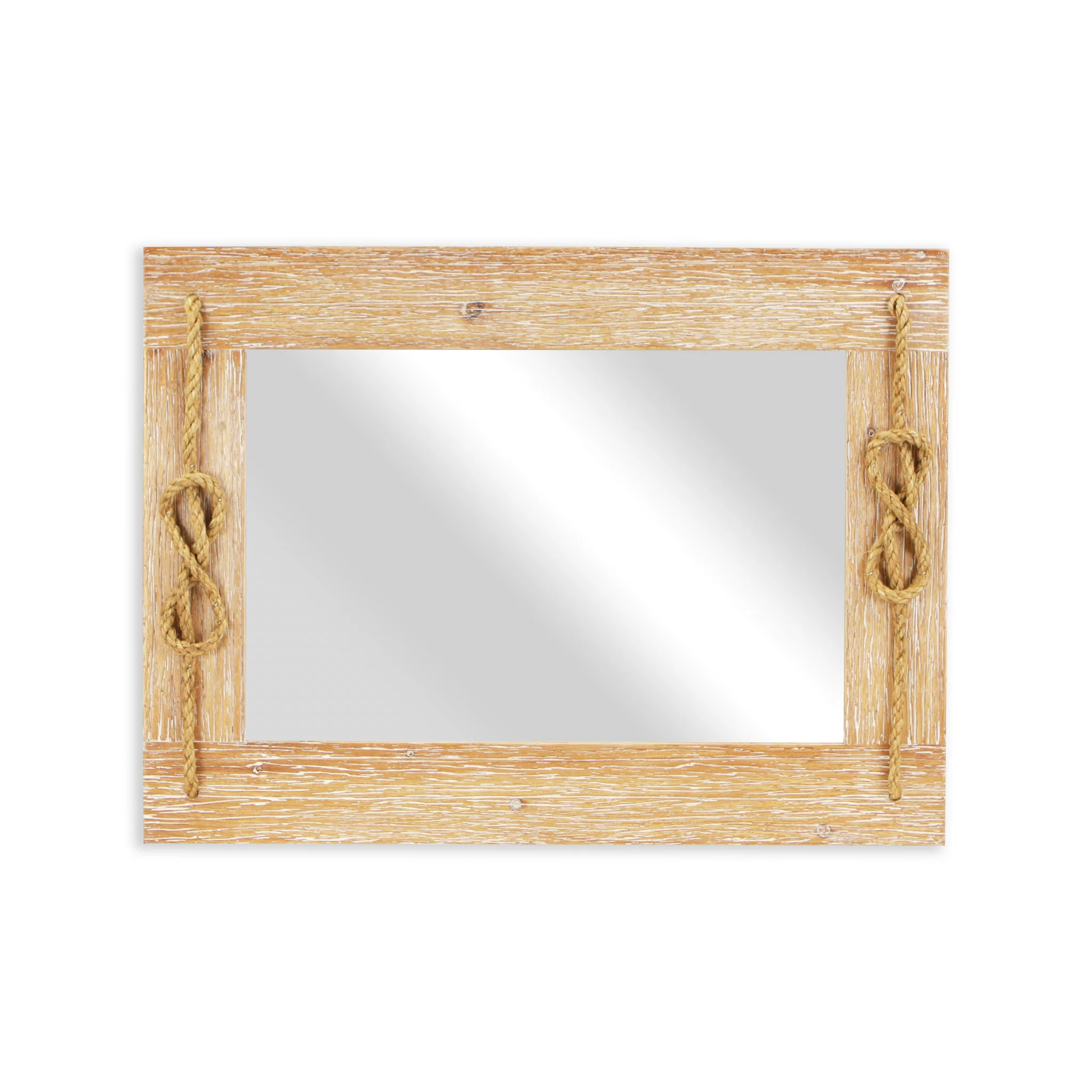 Brown Wood Finished Frame with Nautical Rope Accent Wall Mirror By Homeroots - Image 5