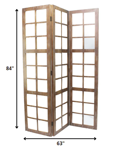 Brown Wood Mirror Screen By Homeroots - Image 2