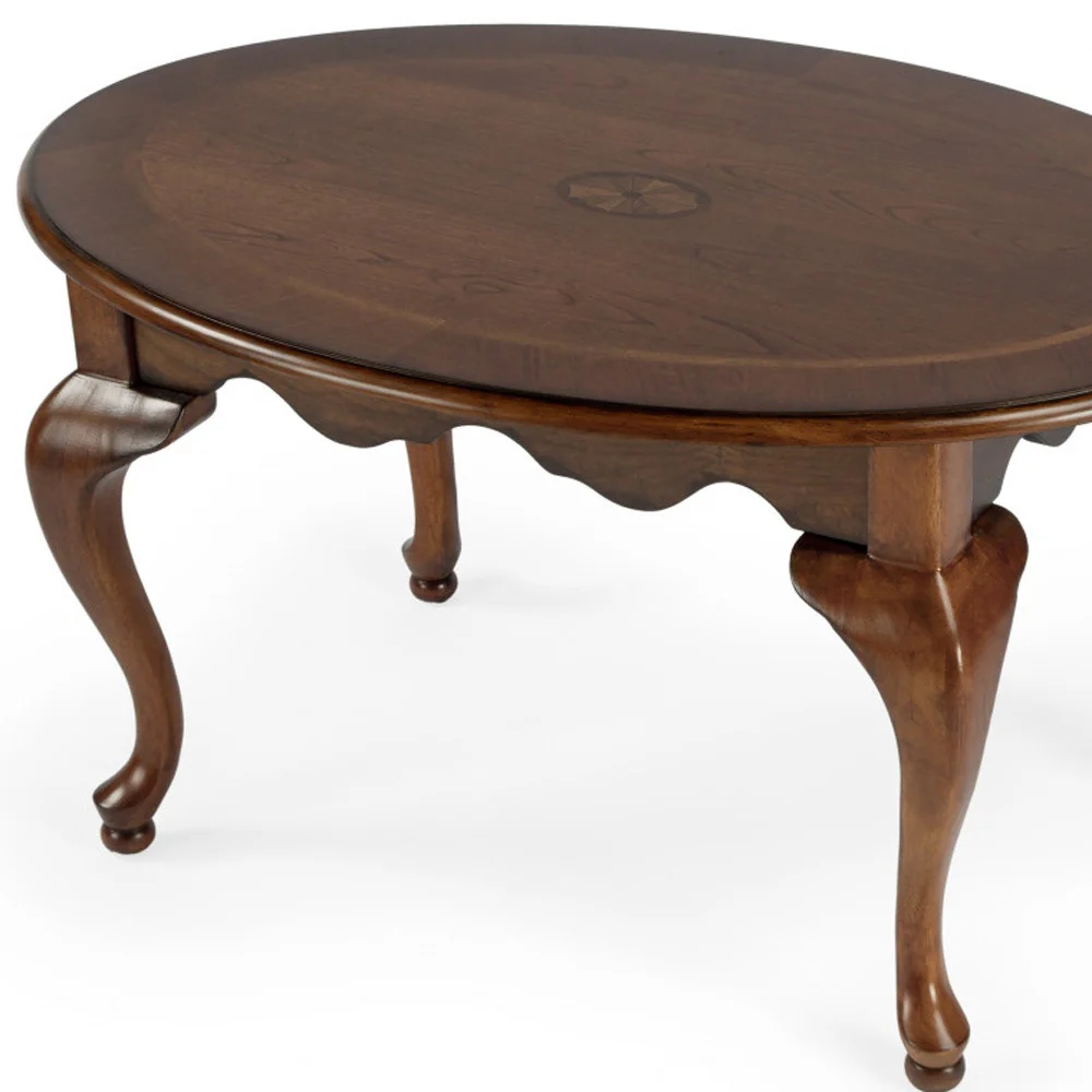 Brown Wood Oval Distressed Coffee Table By Homeroots - Image 3