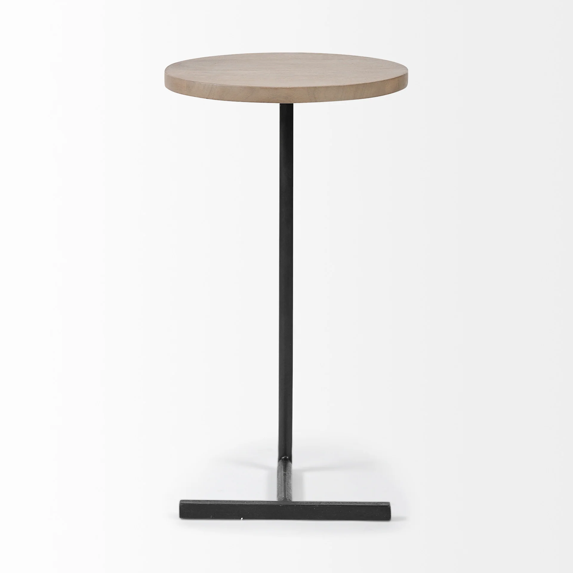 Brown Wood Round Top Accent Table with Black Iron Base By Homeroots - Image 2