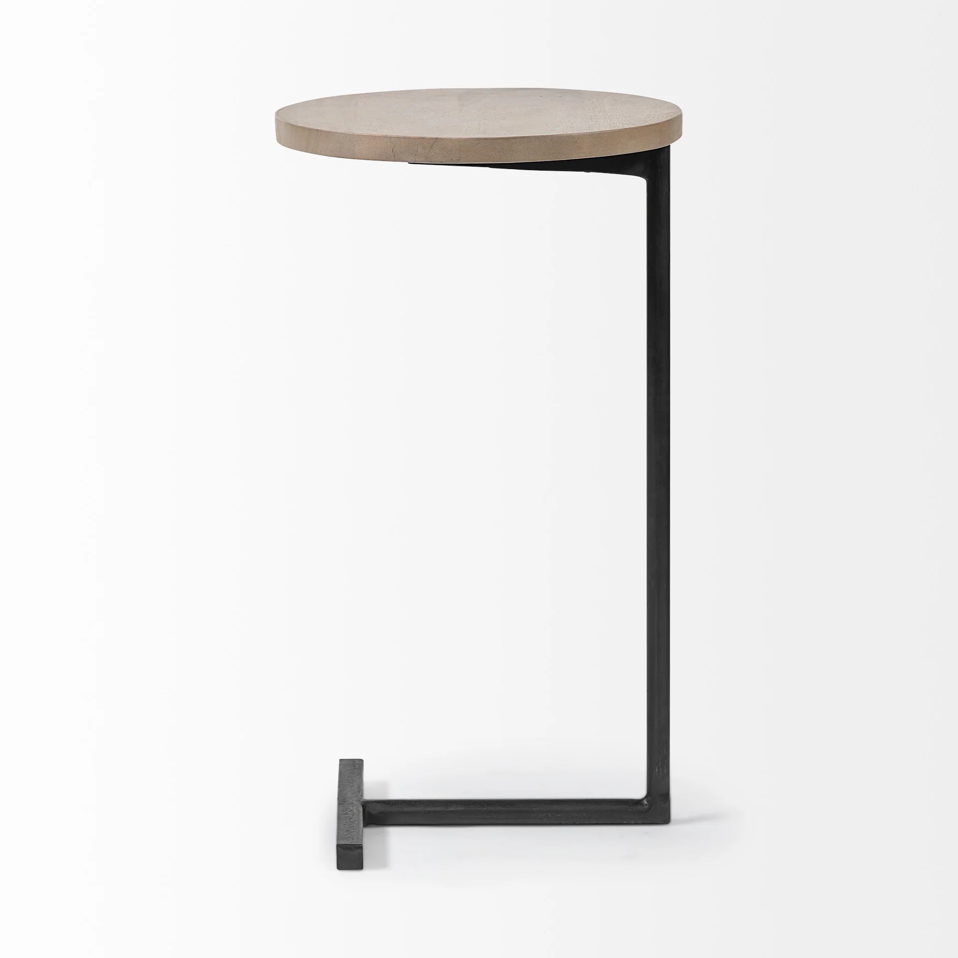 Brown Wood Round Top Accent Table with Black Iron Base By Homeroots - Image 3