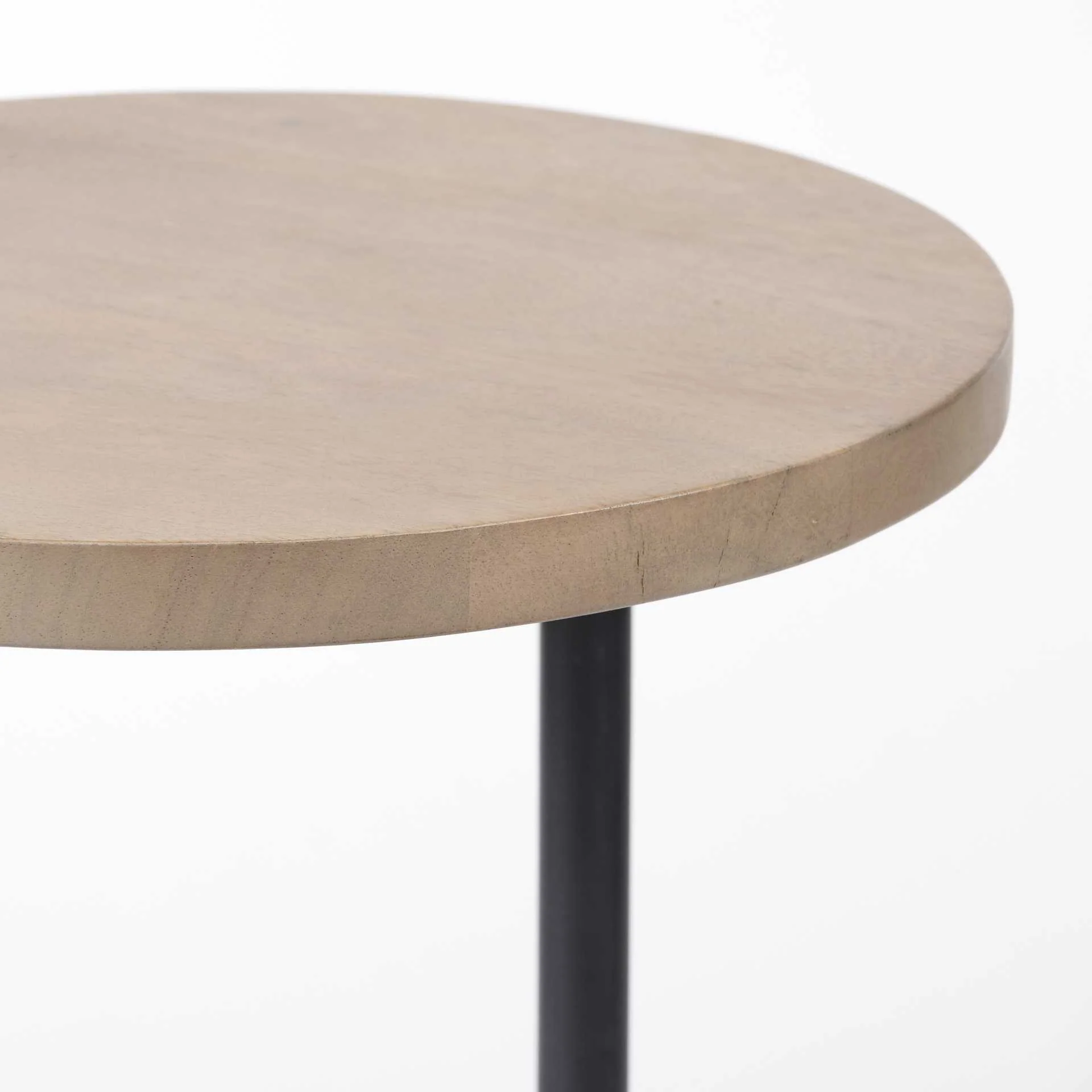 Brown Wood Round Top Accent Table with Black Iron Base By Homeroots - Image 5