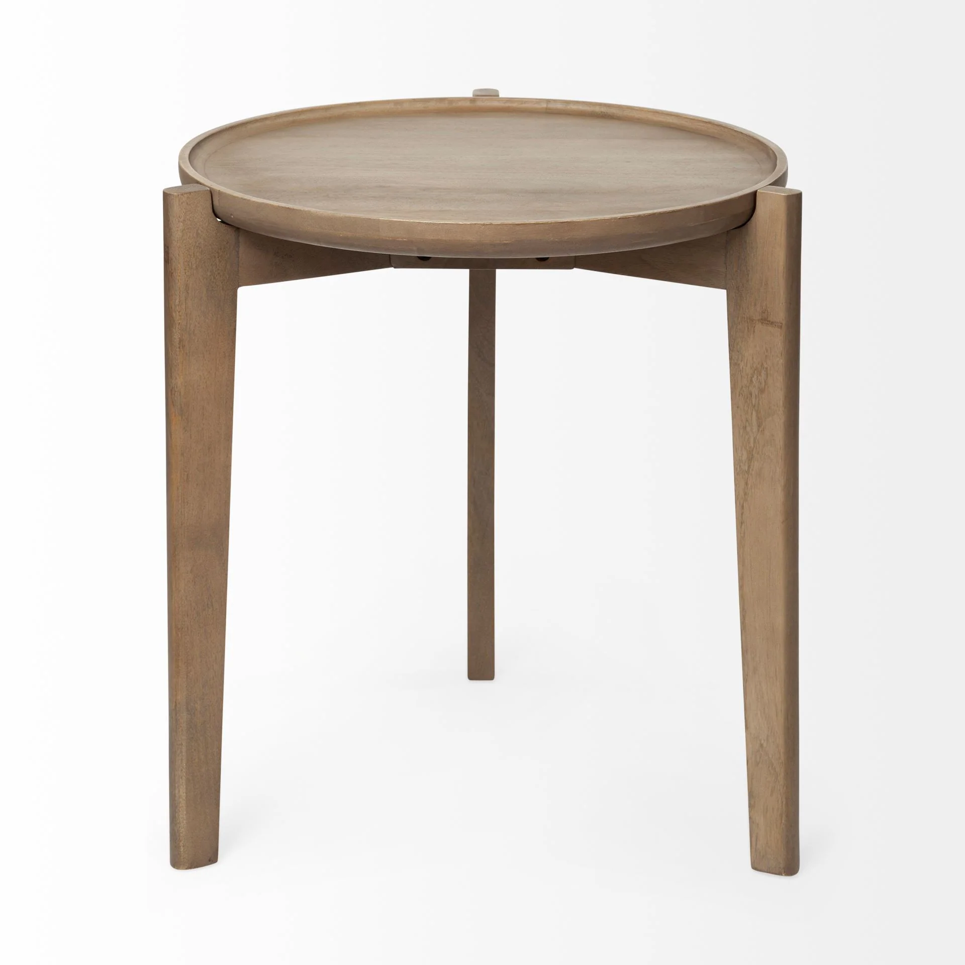 Brown Wood Round Top Accent Table with Three-legged Base By Homeroots - Image 2