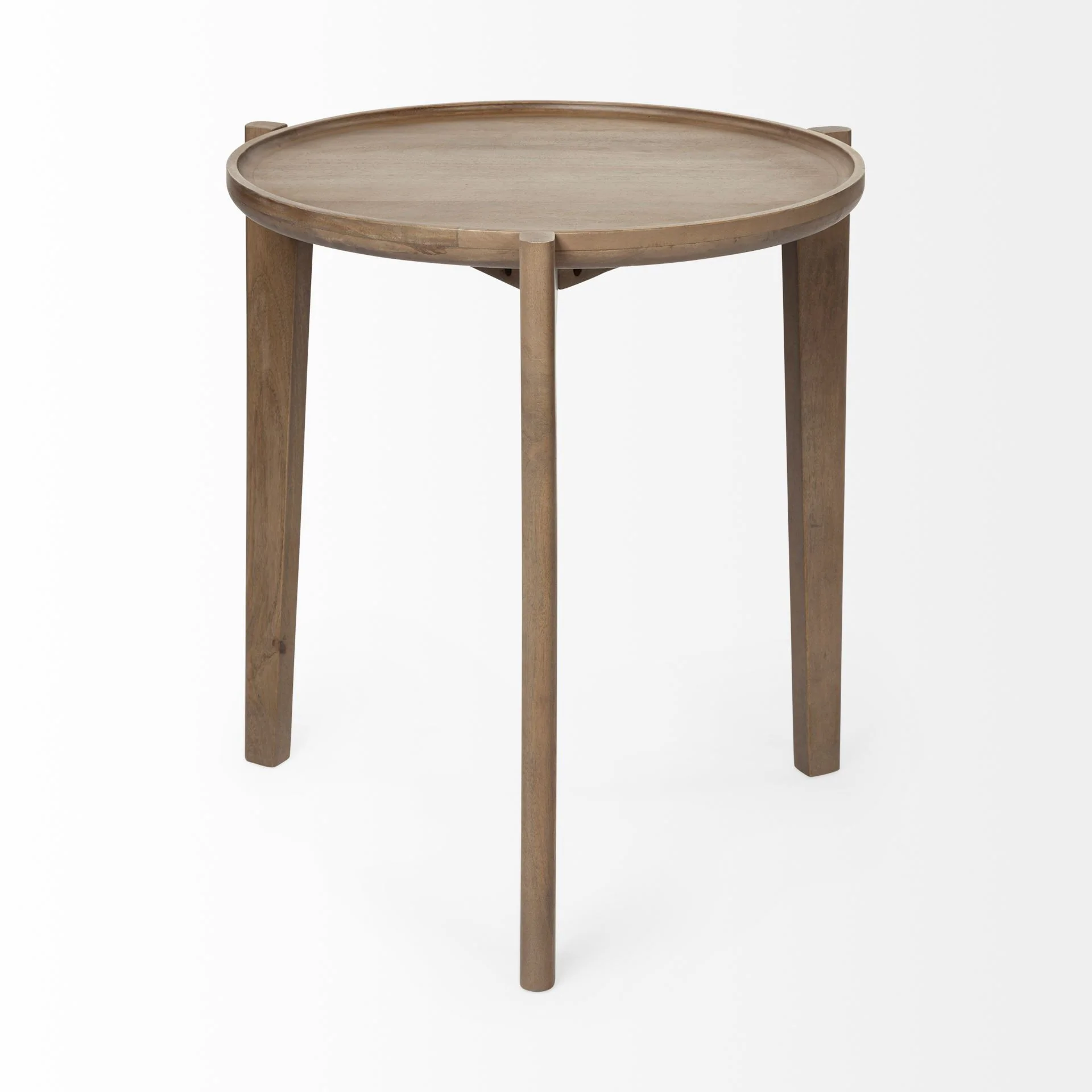 Brown Wood Round Top Accent Table with Three-legged Base By Homeroots - Image 3