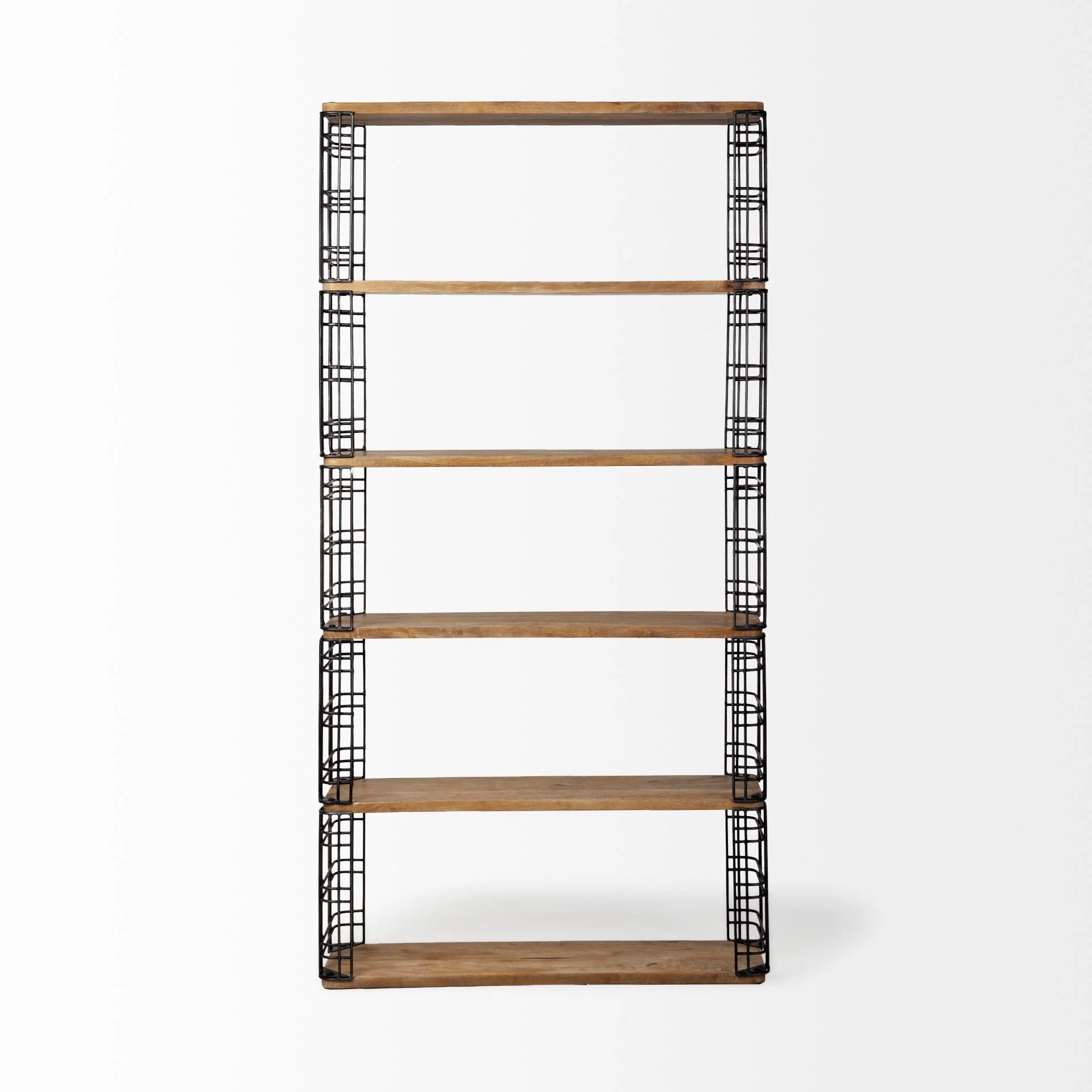 Brown Wood Shelving Unit with Metal Frame and 6 Shelves By Homeroots - Image 2