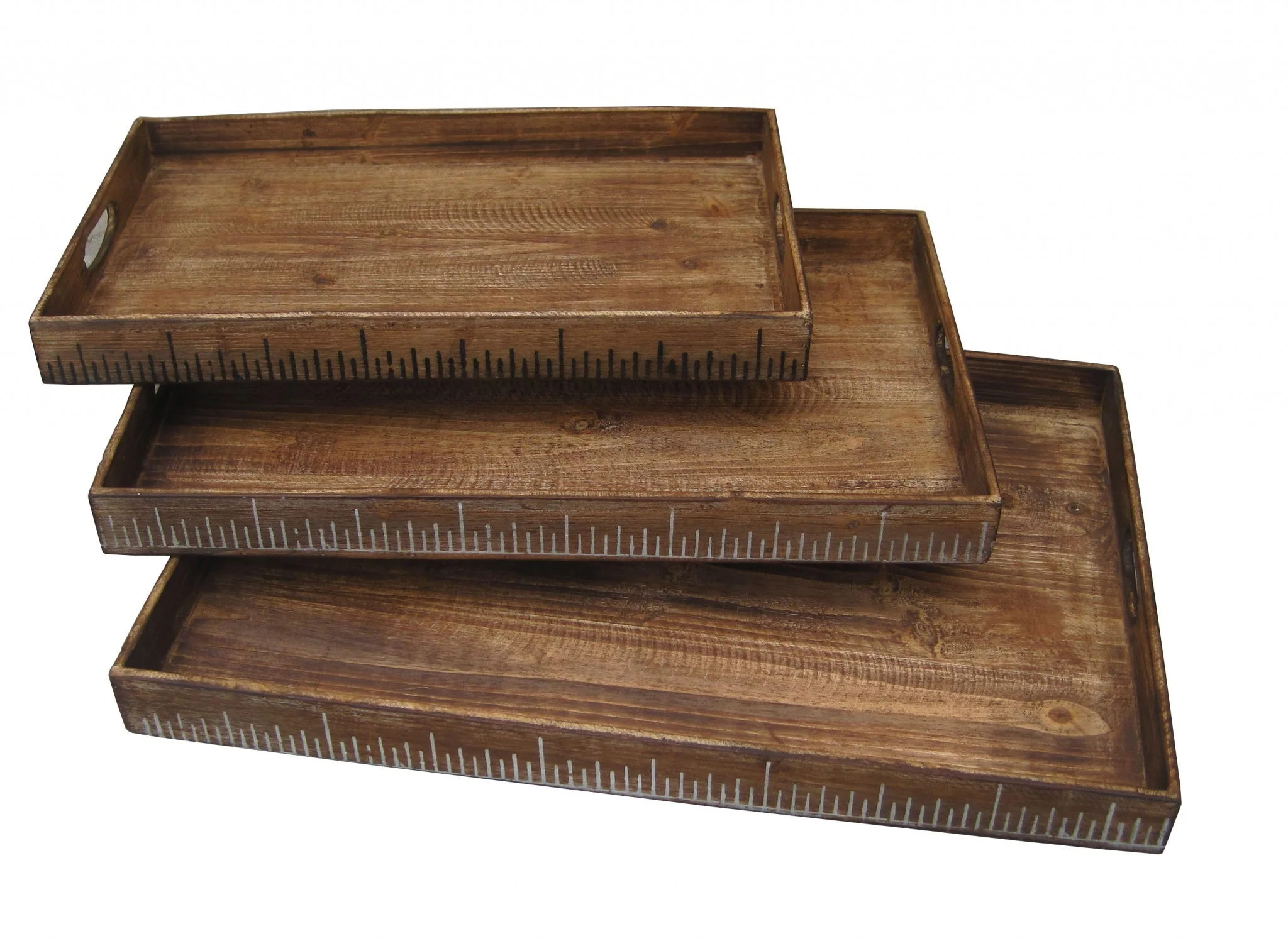 Brown Wood Tray Set By Homeroots - 274824 - Image 2