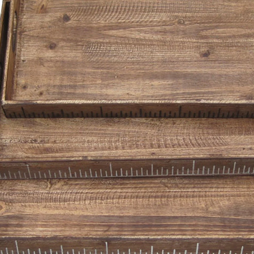 Brown Wood Tray Set By Homeroots - 274825 - Image 4