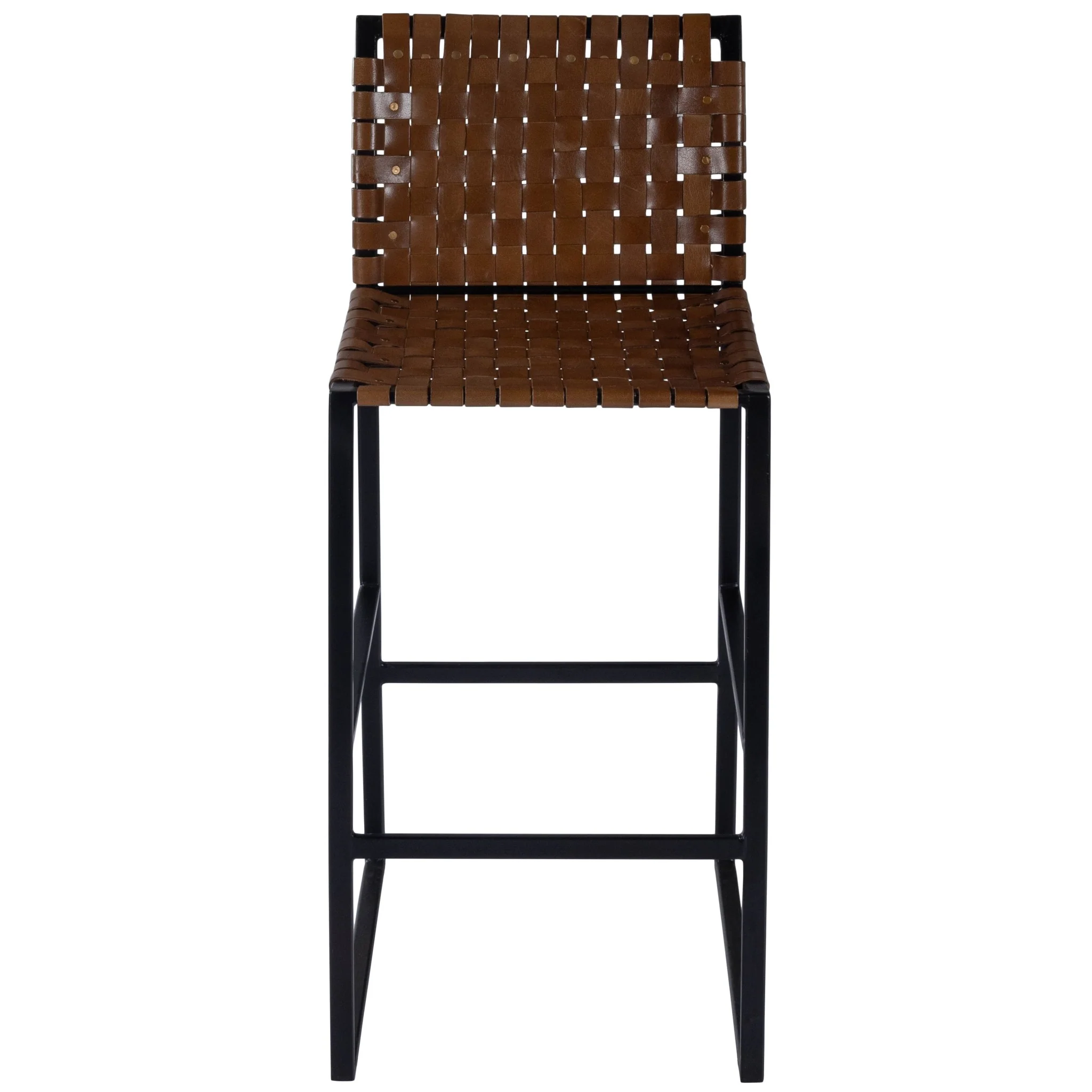 Brown Woven Leather Bar Stool By Homeroots - Image 2