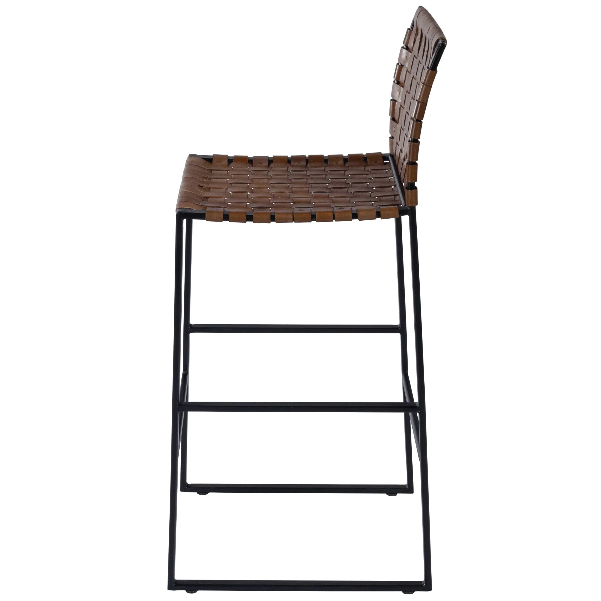 Brown Woven Leather Bar Stool By Homeroots - Image 3
