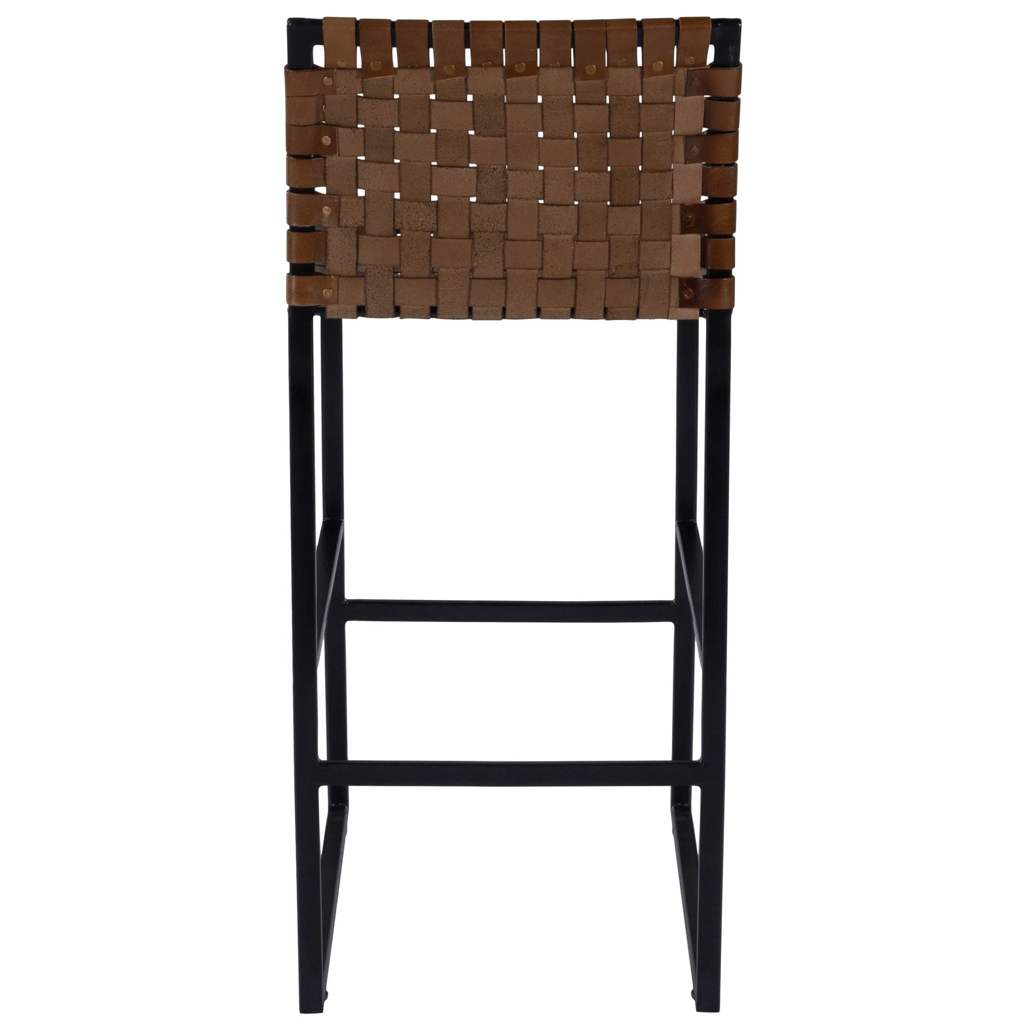 Brown Woven Leather Bar Stool By Homeroots - Image 4