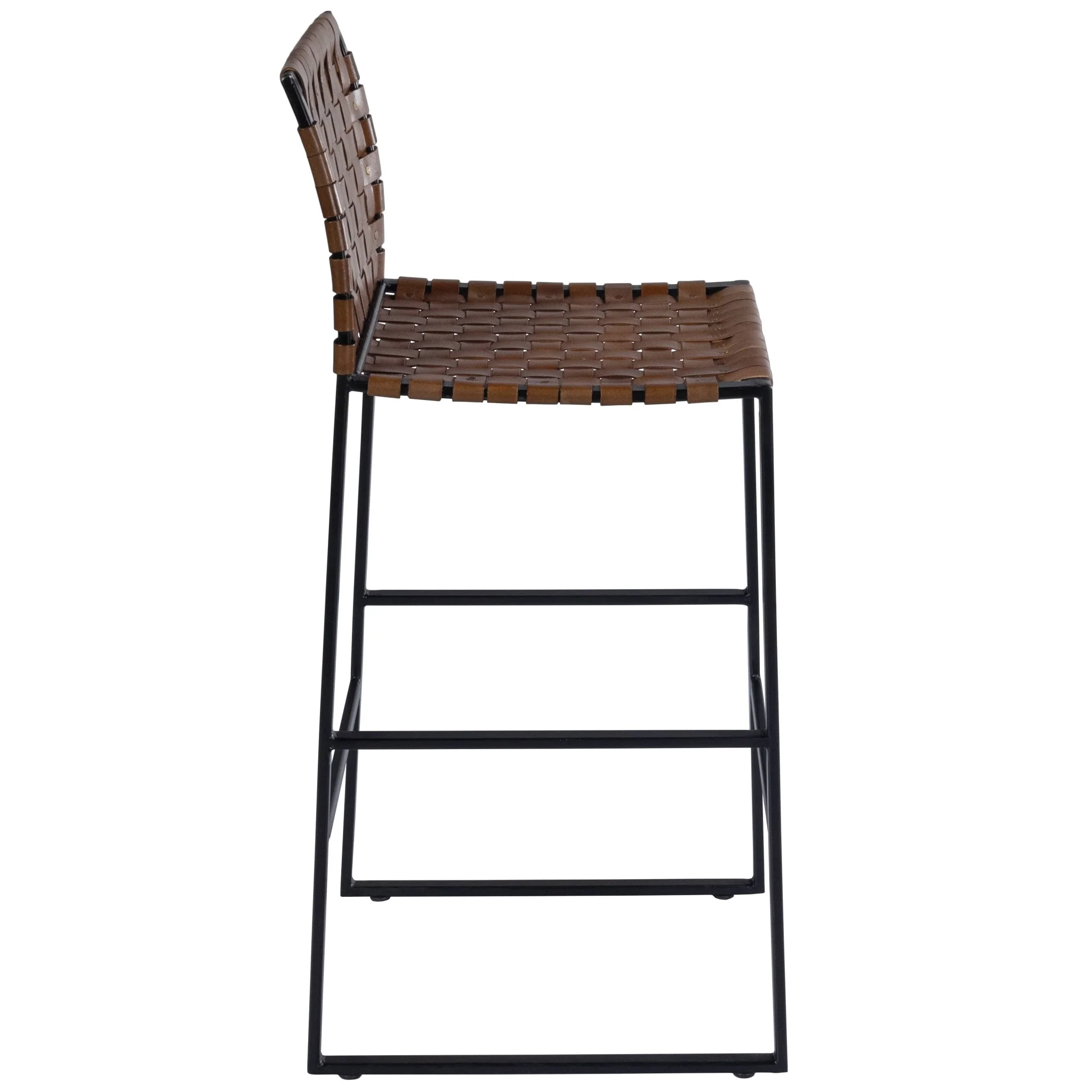 Brown Woven Leather Bar Stool By Homeroots - Image 5