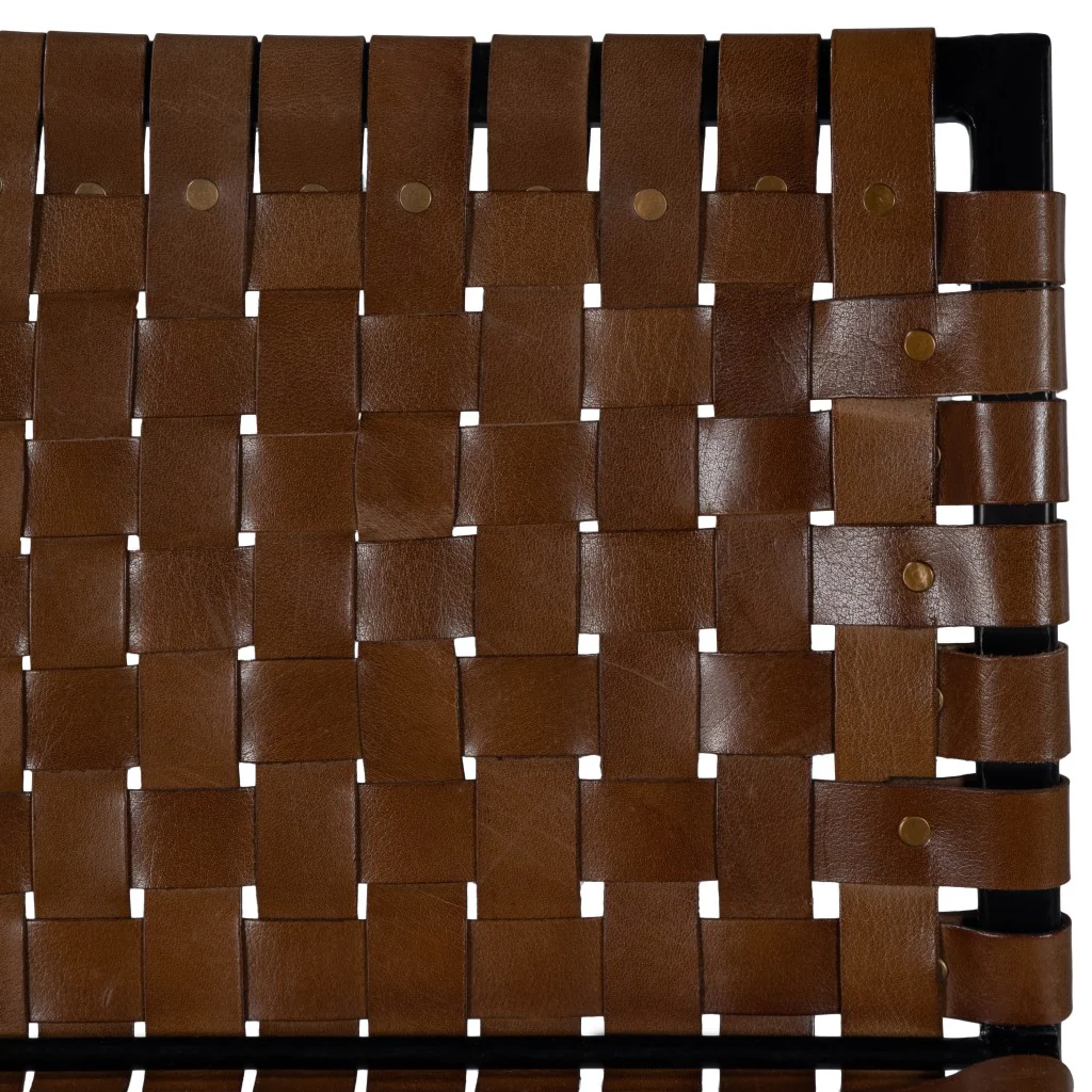 Brown Woven Leather Bar Stool By Homeroots - Image 6