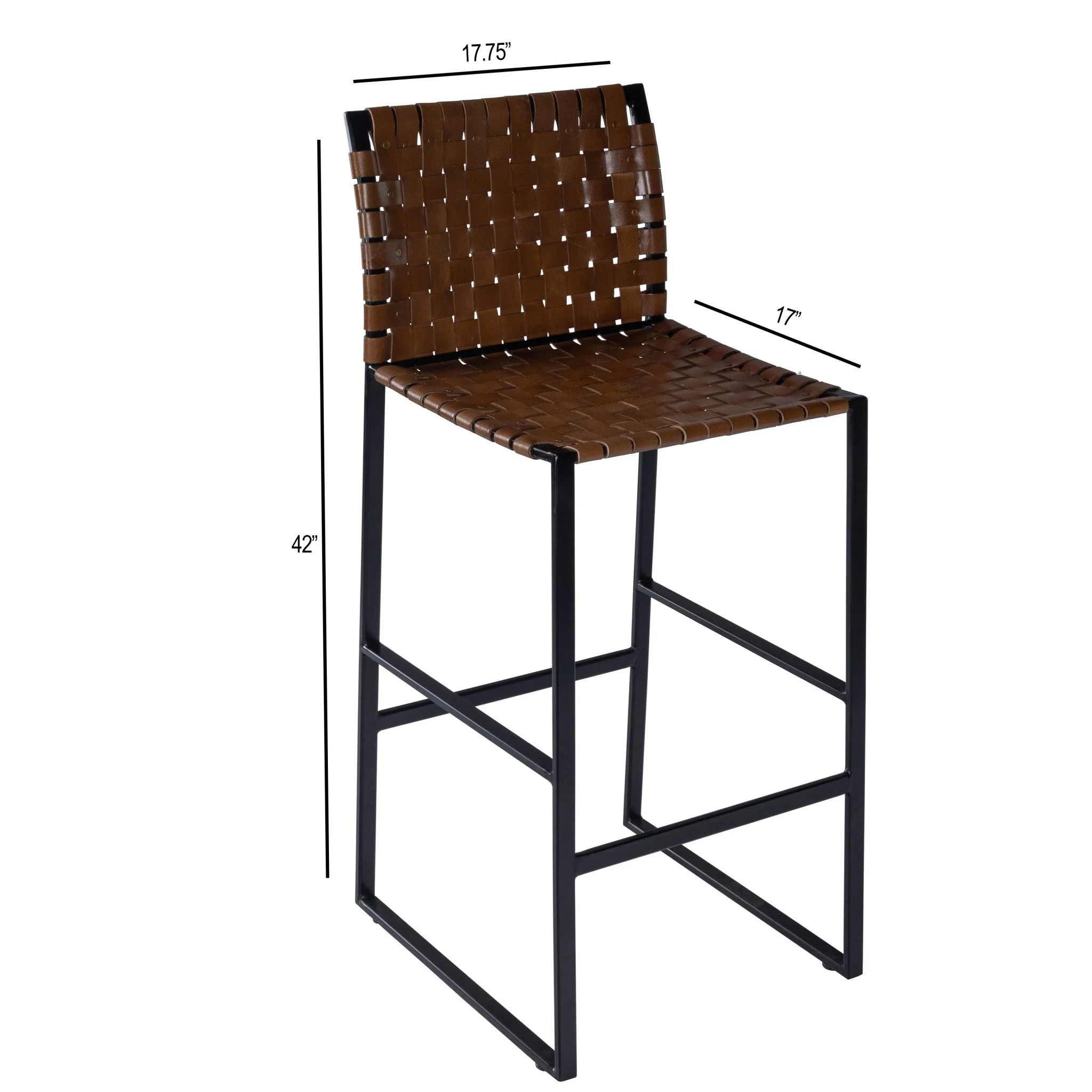 Brown Woven Leather Bar Stool By Homeroots - Image 7
