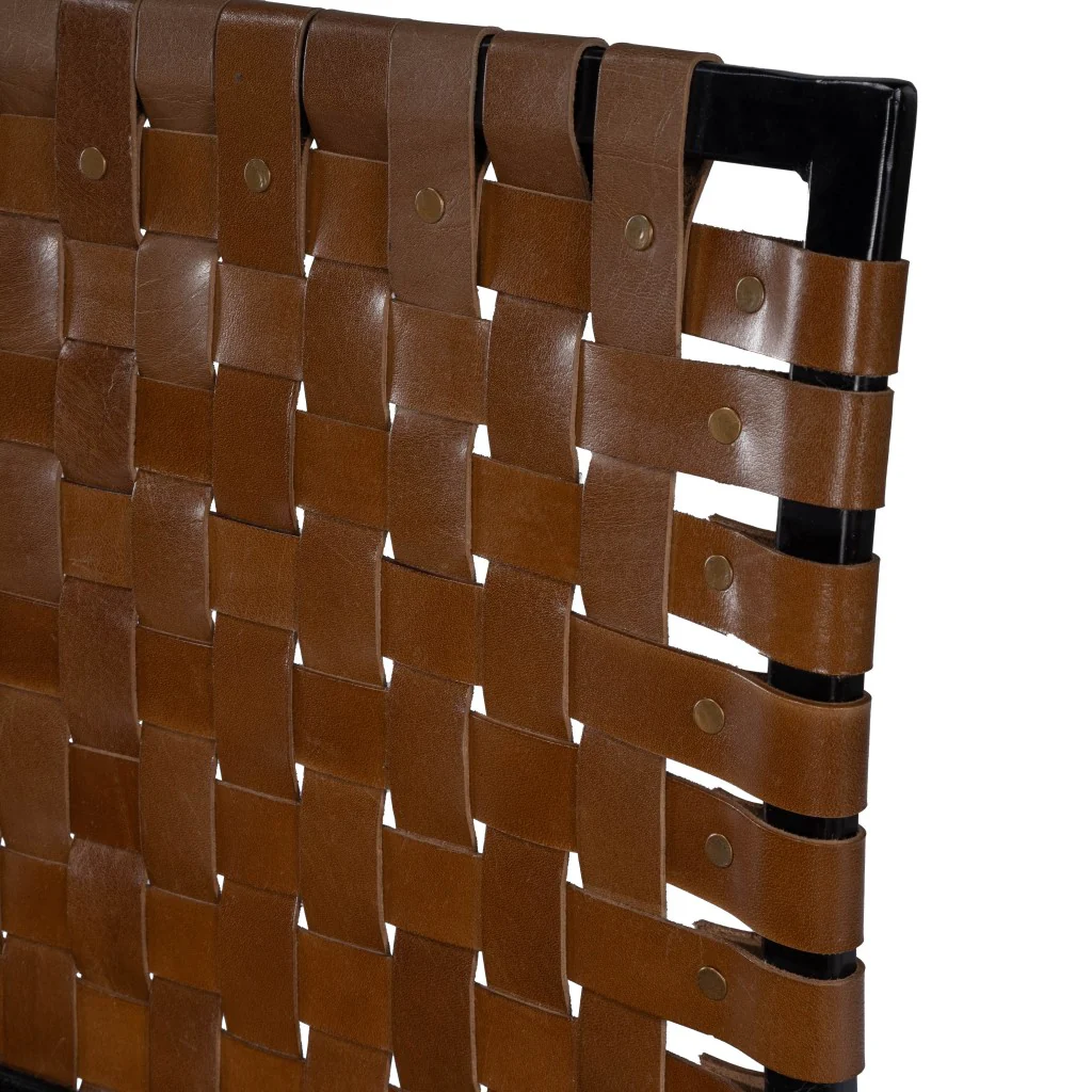 Brown Woven Leather Chair By Homeroots - Image 2