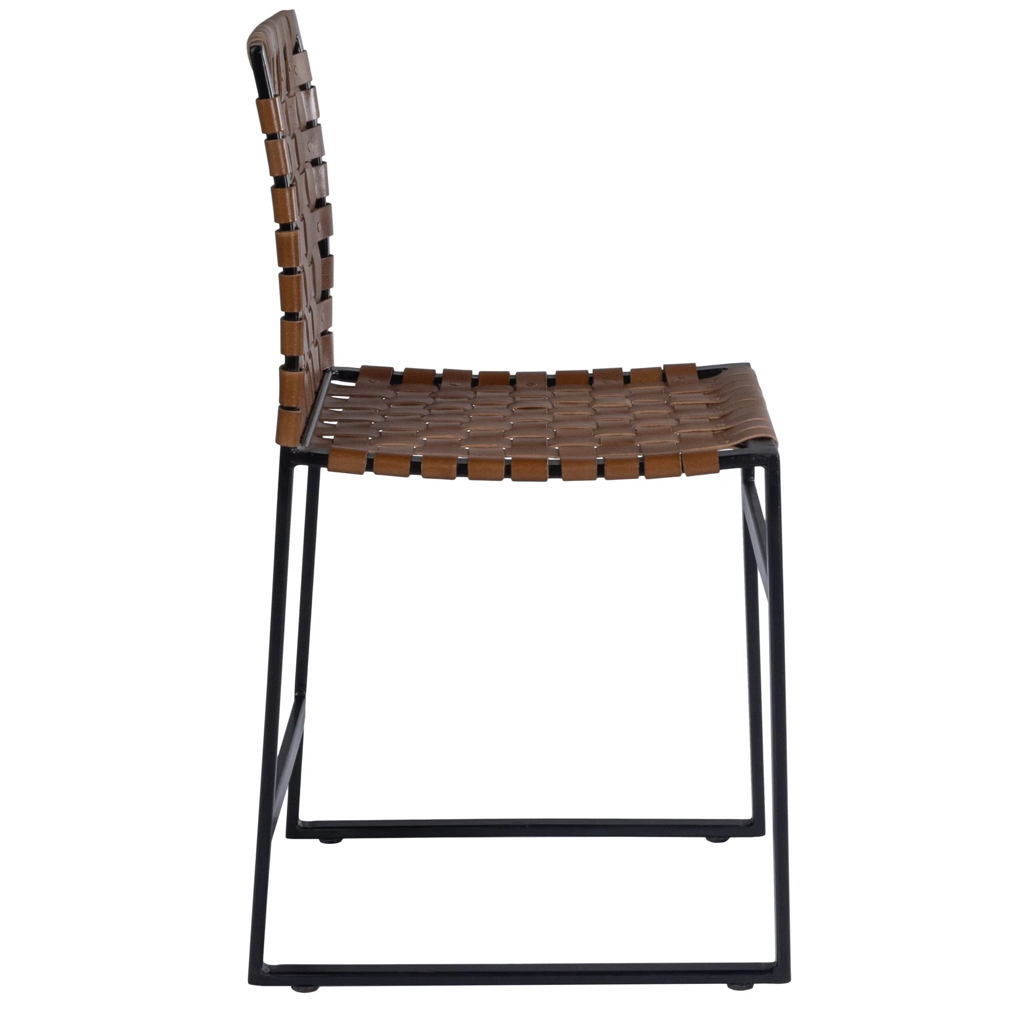 Brown Woven Leather Chair By Homeroots - Image 3