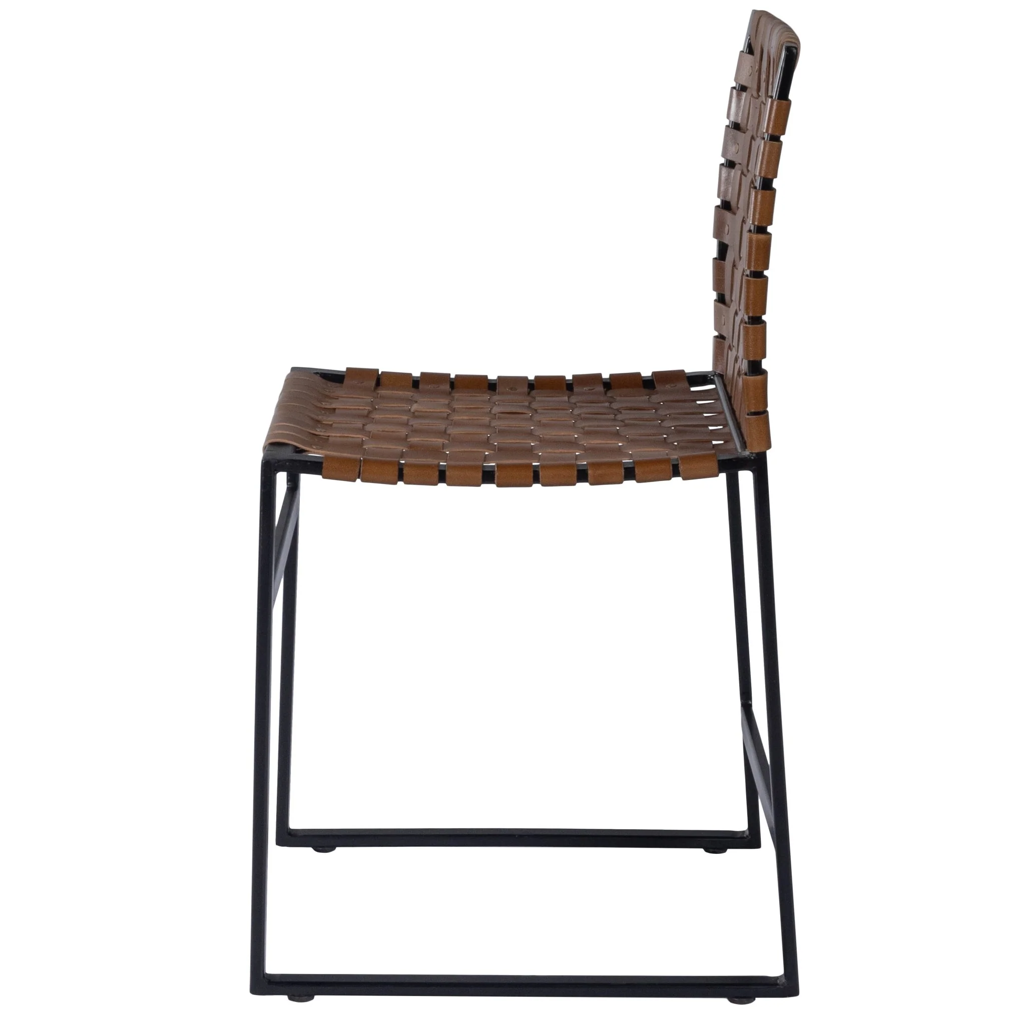 Brown Woven Leather Chair By Homeroots - Image 4
