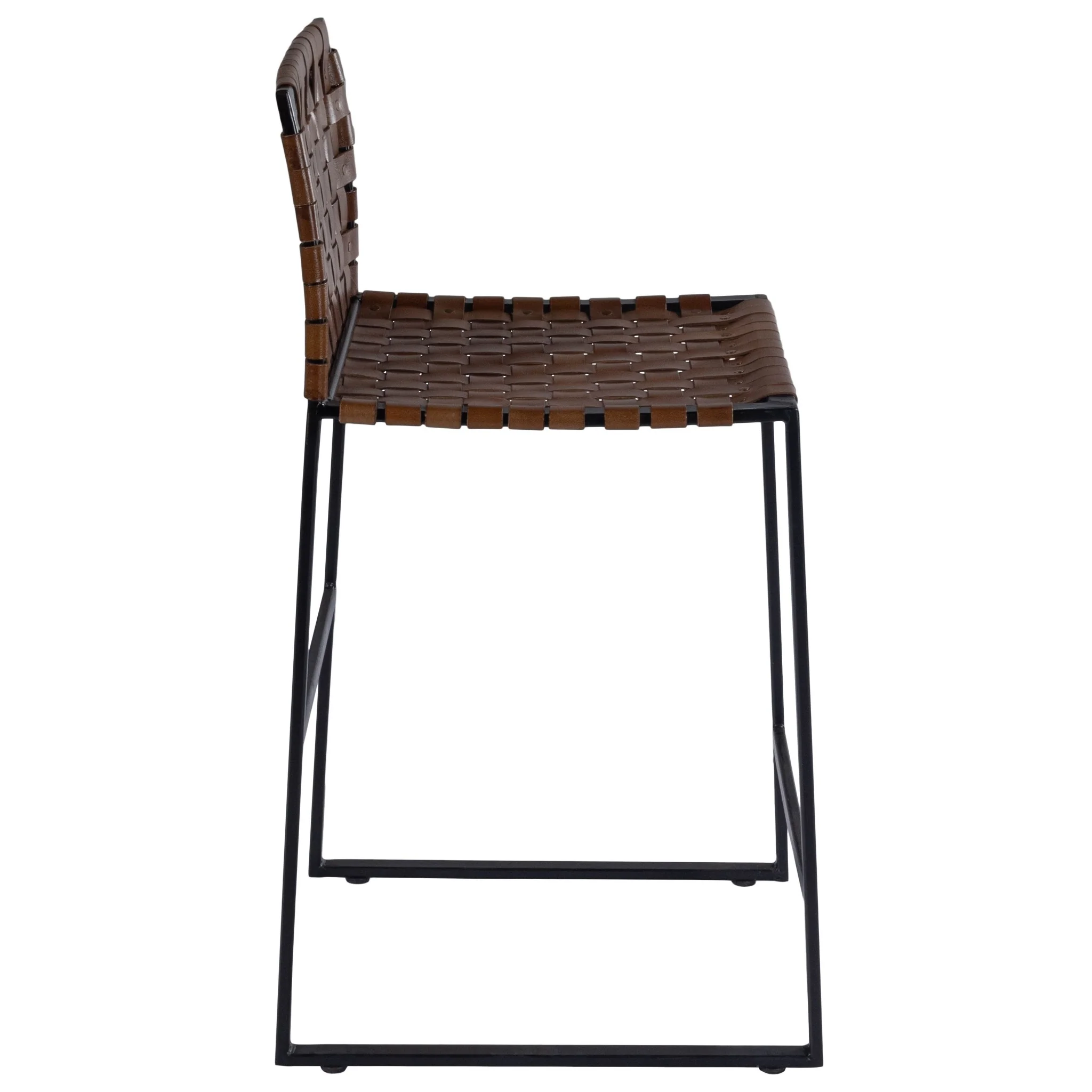 Brown Woven Leather Counter Stool By Homeroots - Image 3