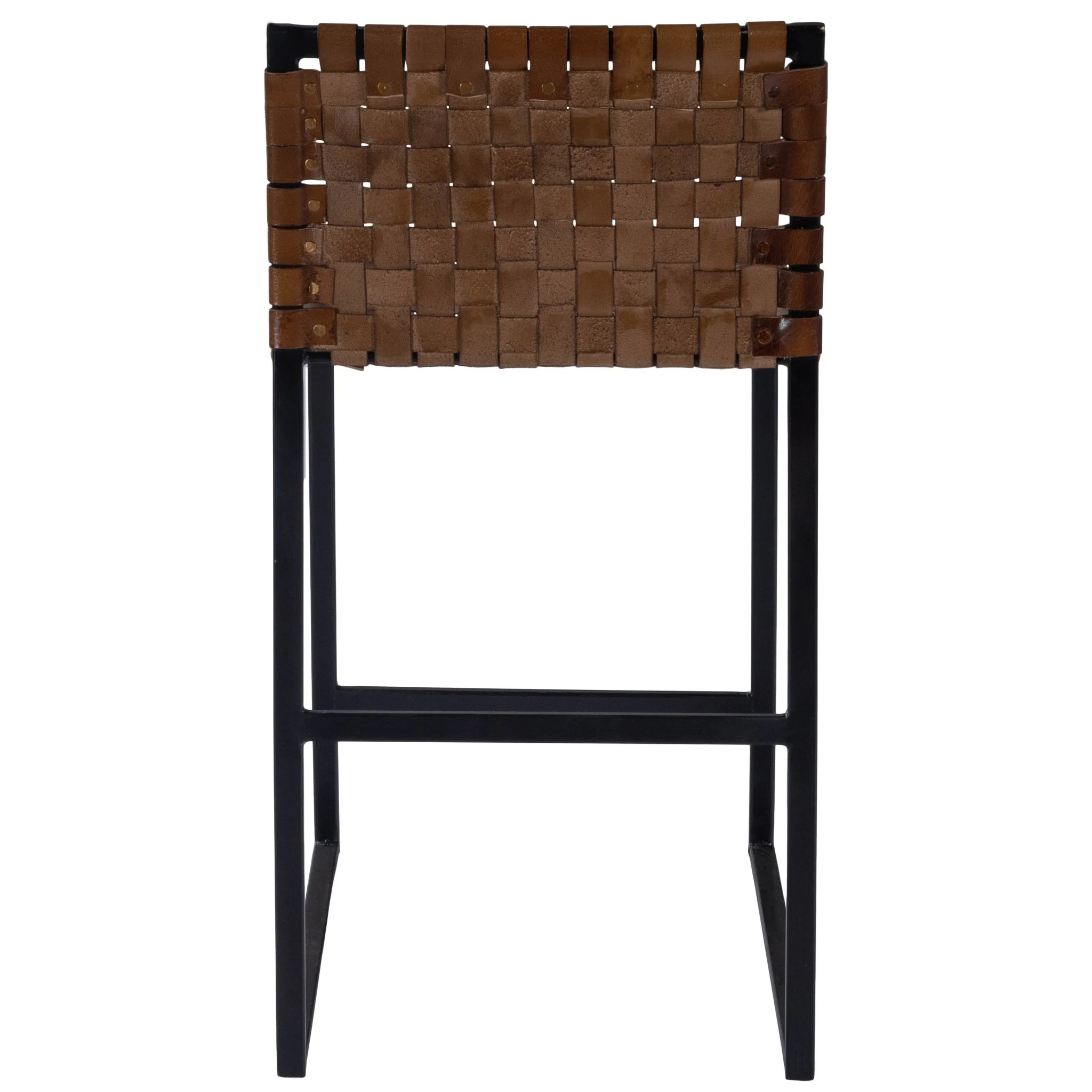 Brown Woven Leather Counter Stool By Homeroots - Image 4