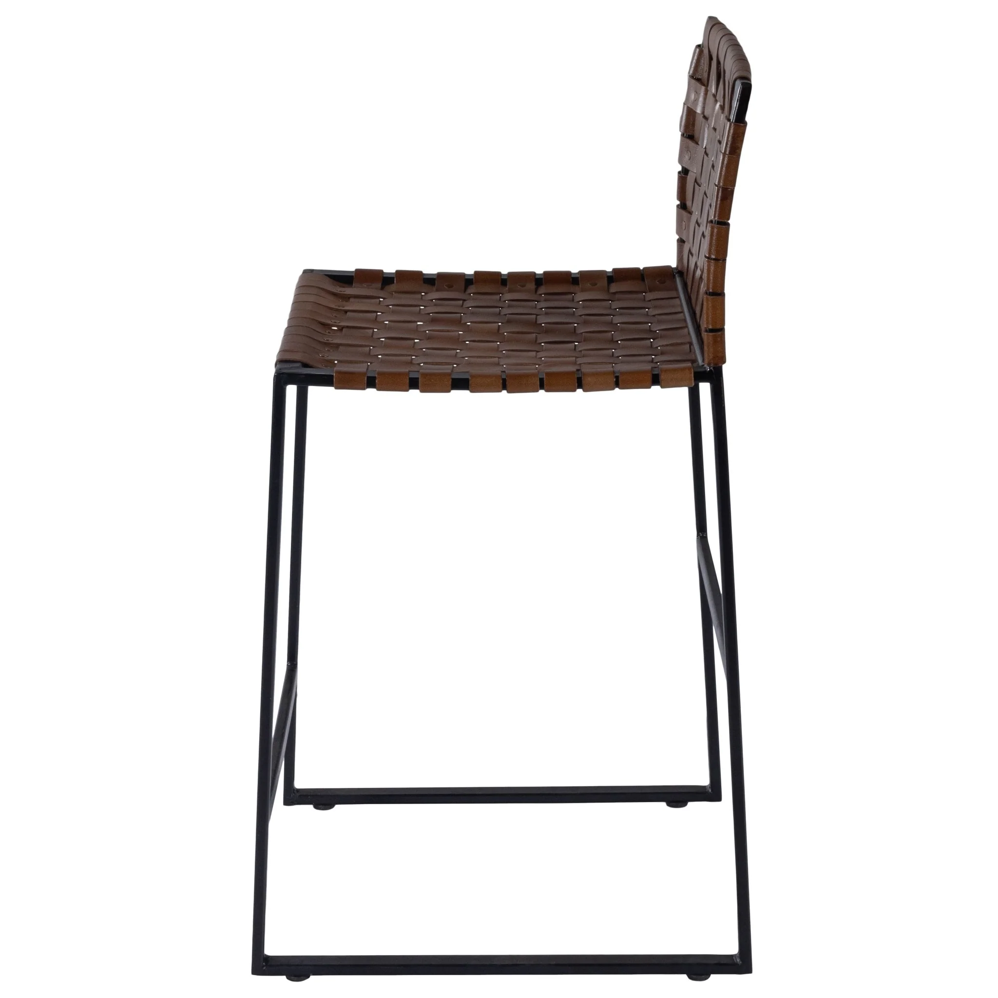Brown Woven Leather Counter Stool By Homeroots - Image 5
