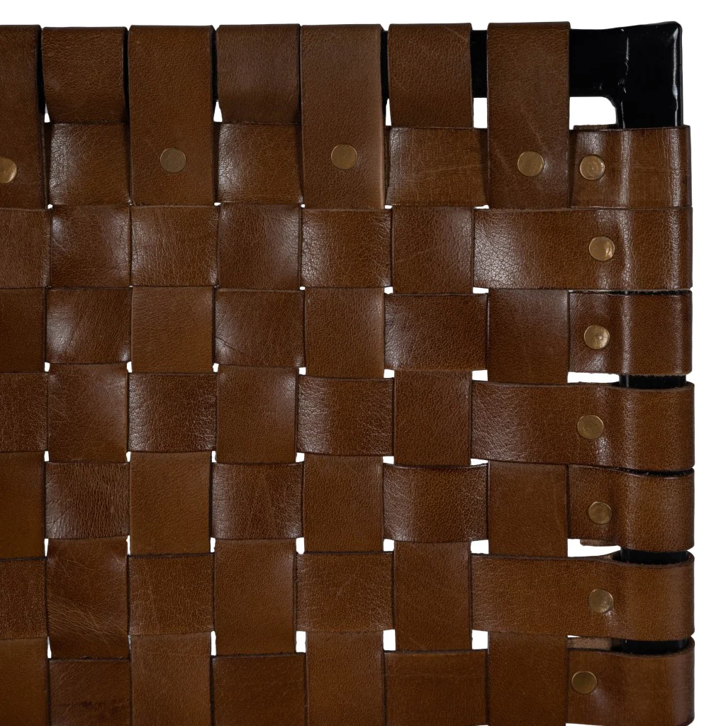 Brown Woven Leather Counter Stool By Homeroots - Image 6