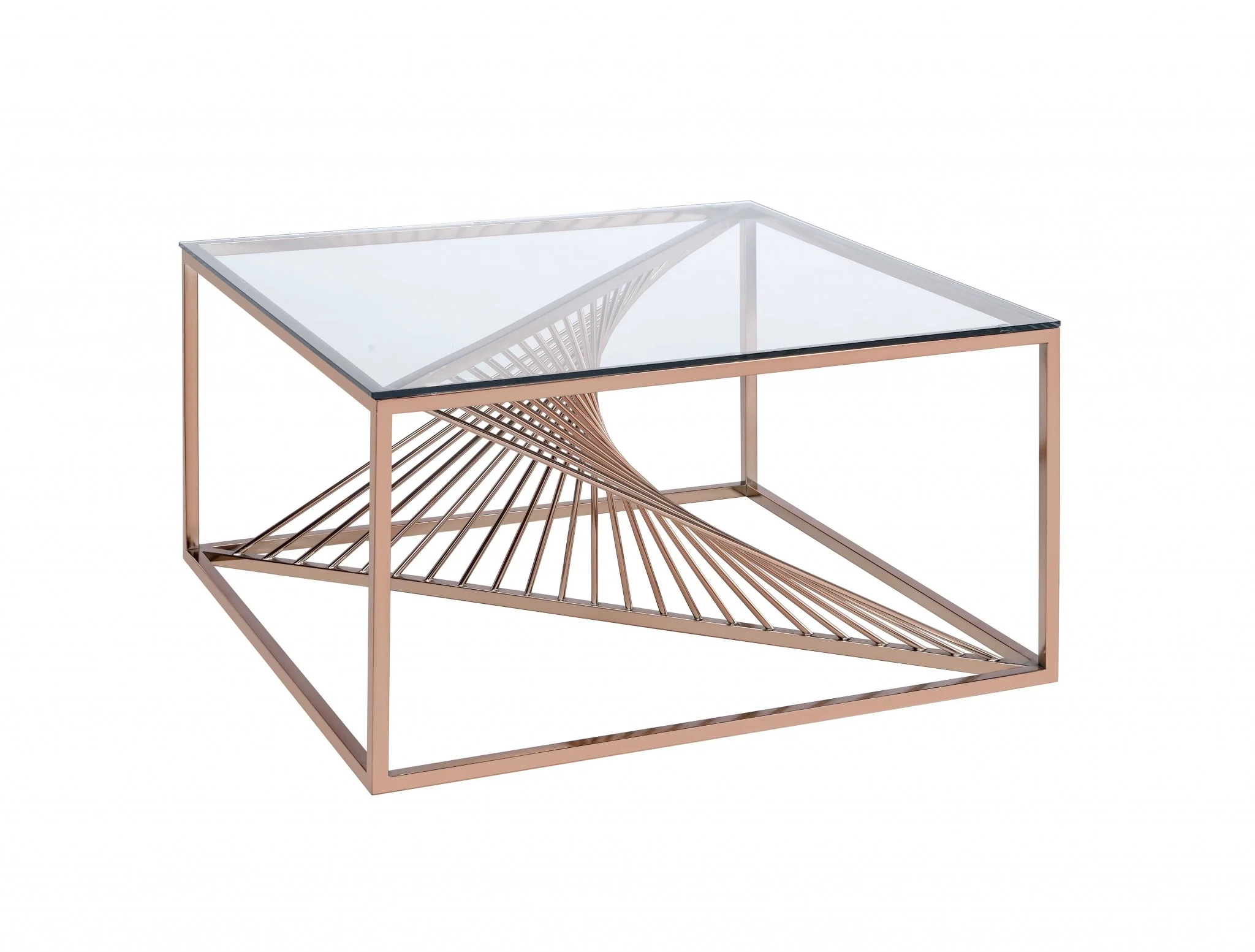 Brushed Copper And Clear Glass Coffee Table By Homeroots - Image 2