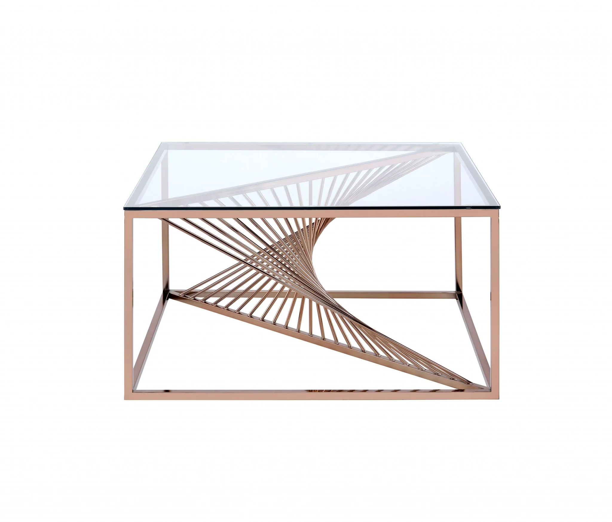 Brushed Copper And Clear Glass Coffee Table By Homeroots - Image 4