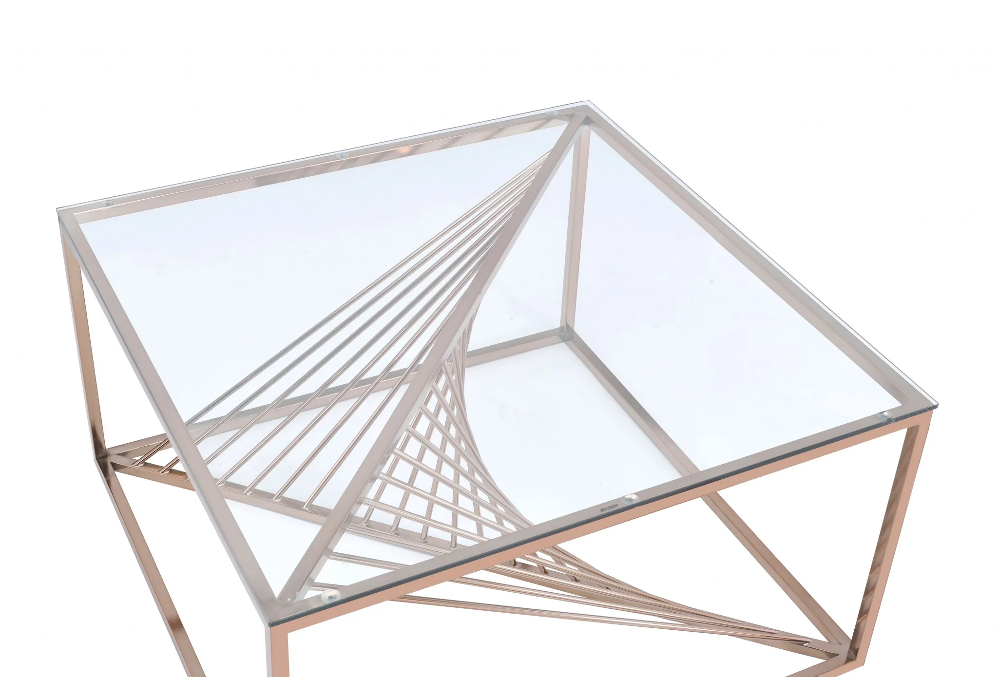 Brushed Copper And Clear Glass Coffee Table By Homeroots - Image 5