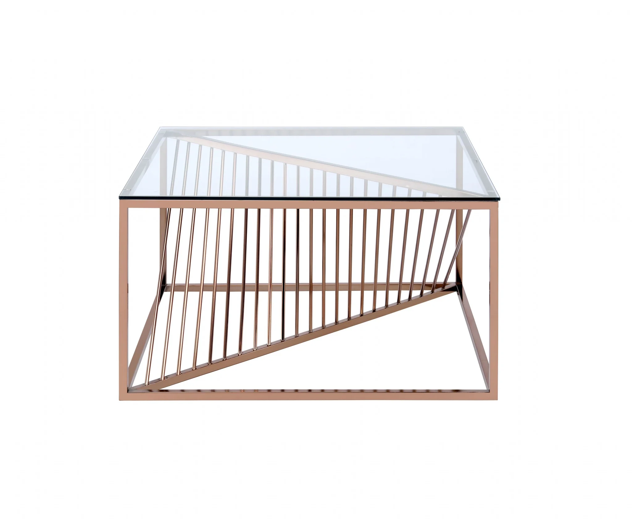 Brushed Copper And Clear Glass Coffee Table By Homeroots - Image 6
