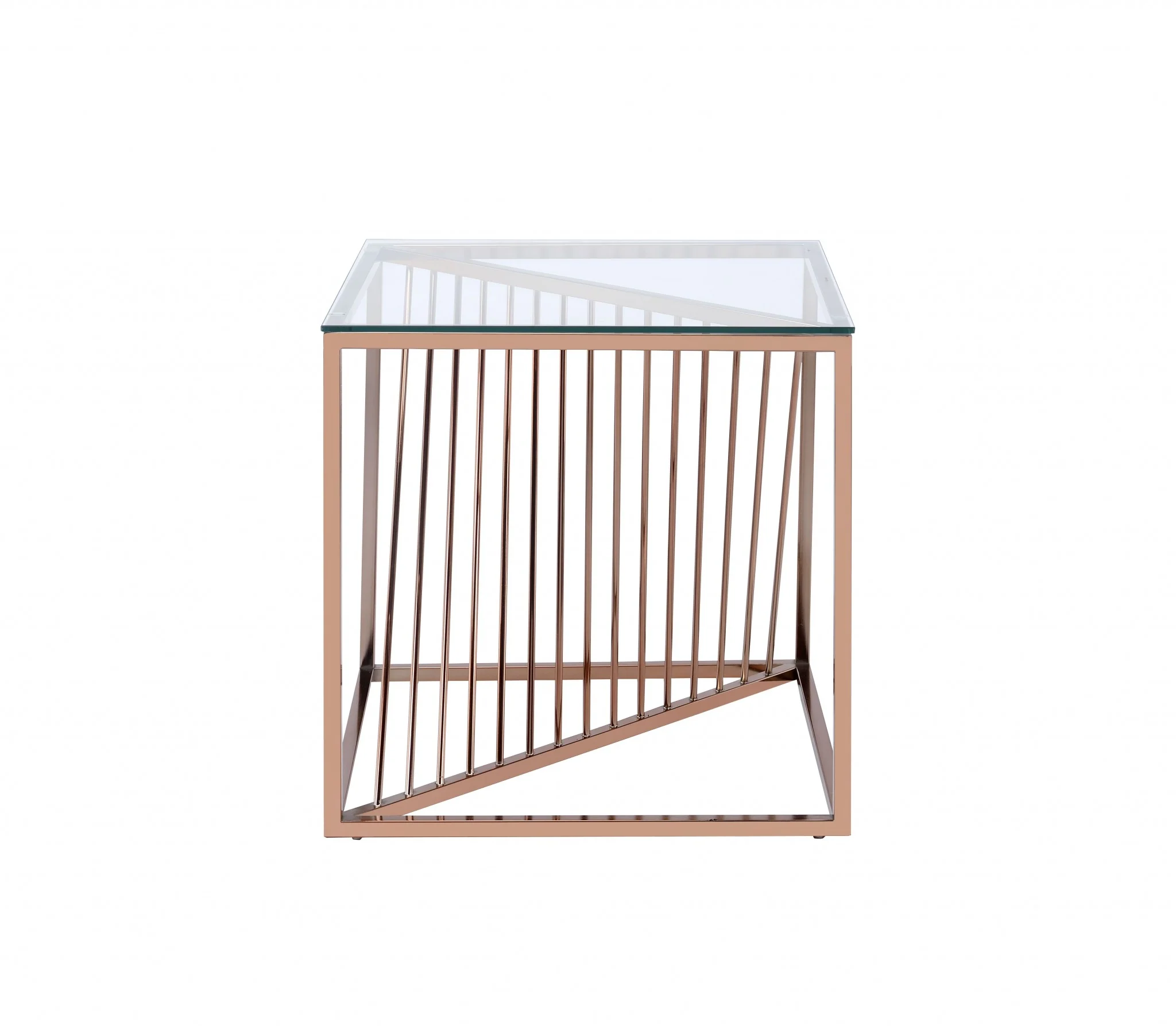 Brushed Copper And Clear Glass End Table By Homeroots - Image 3