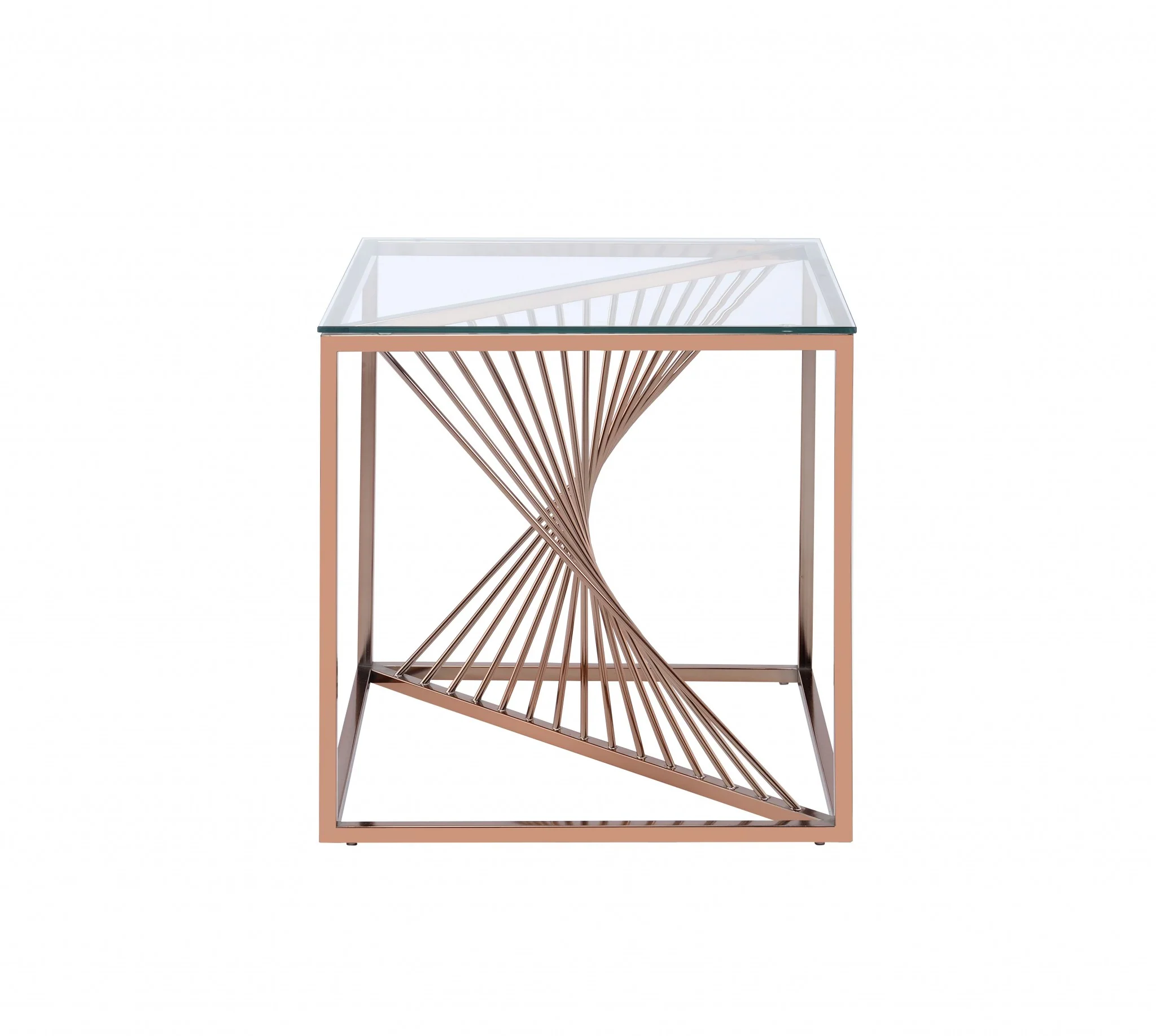 Brushed Copper And Clear Glass End Table By Homeroots - Image 4