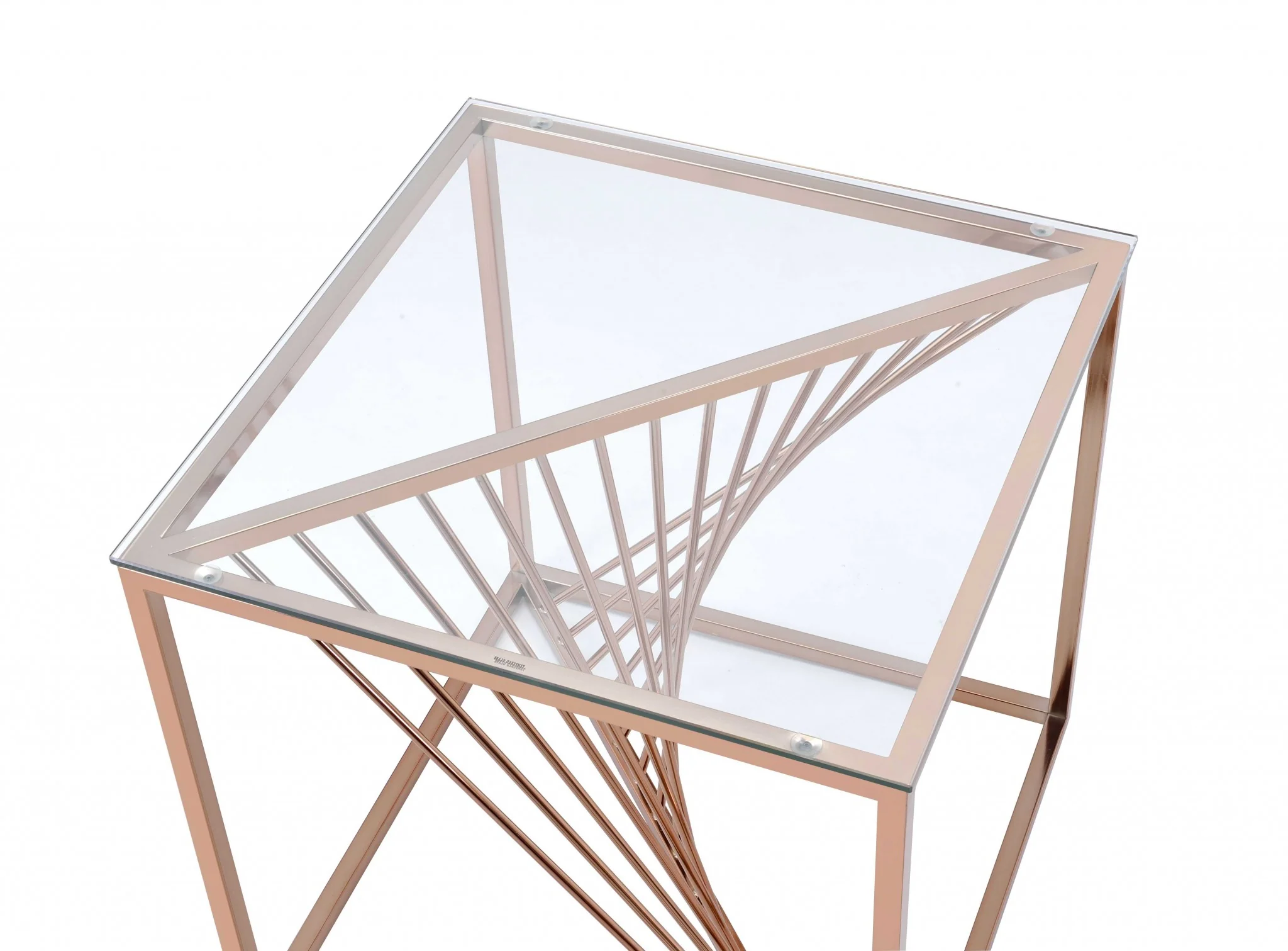 Brushed Copper And Clear Glass End Table By Homeroots - Image 5