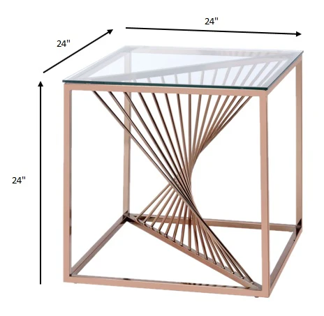 Brushed Copper And Clear Glass End Table By Homeroots - Image 6