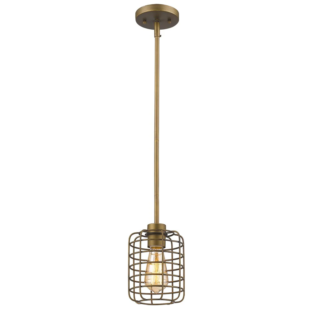 Brushed Gold Metal Cage Hanging Light By Homeroots - Image 2