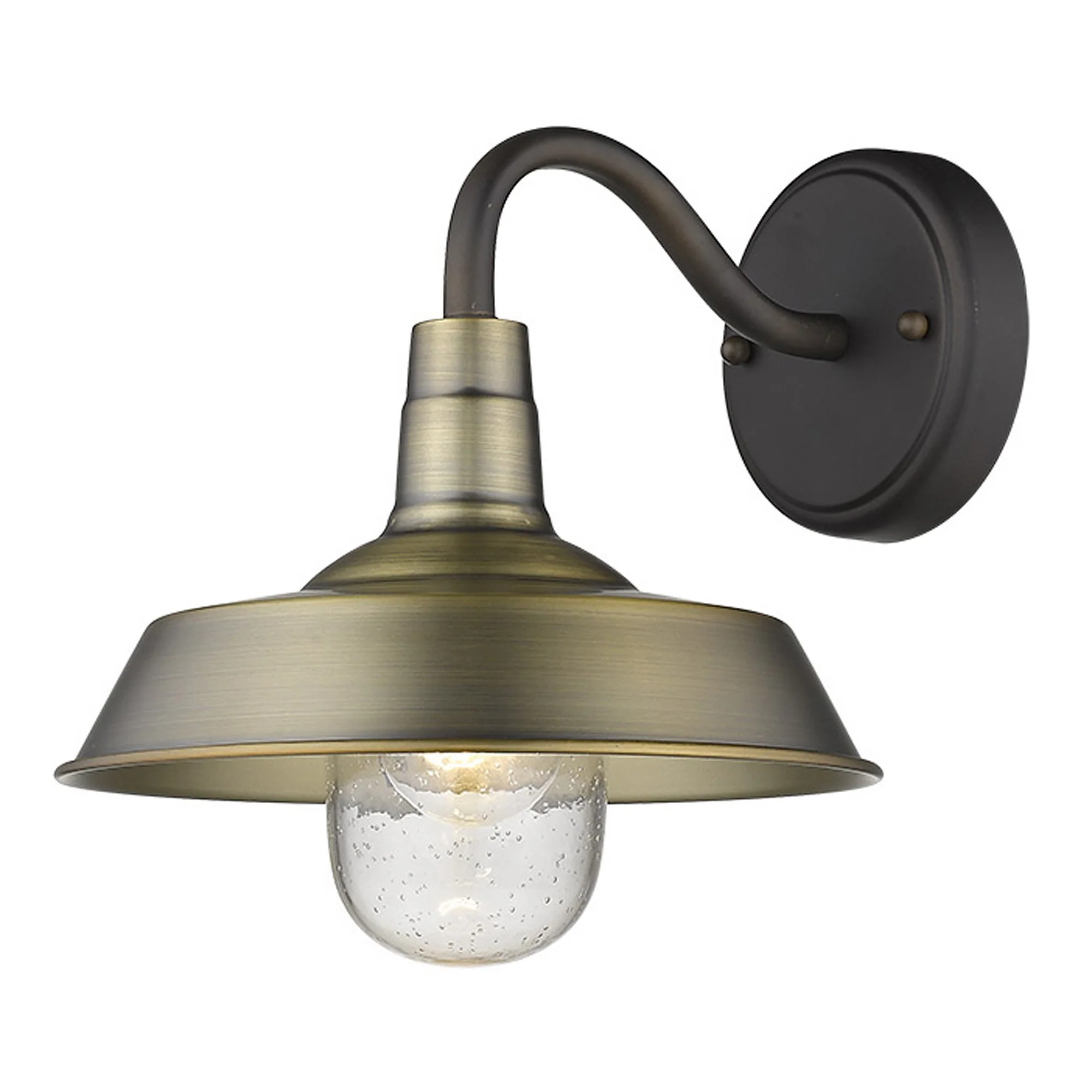 Brushed Gold Shallow Plate Shape Wall Light By Homeroots - Image 2