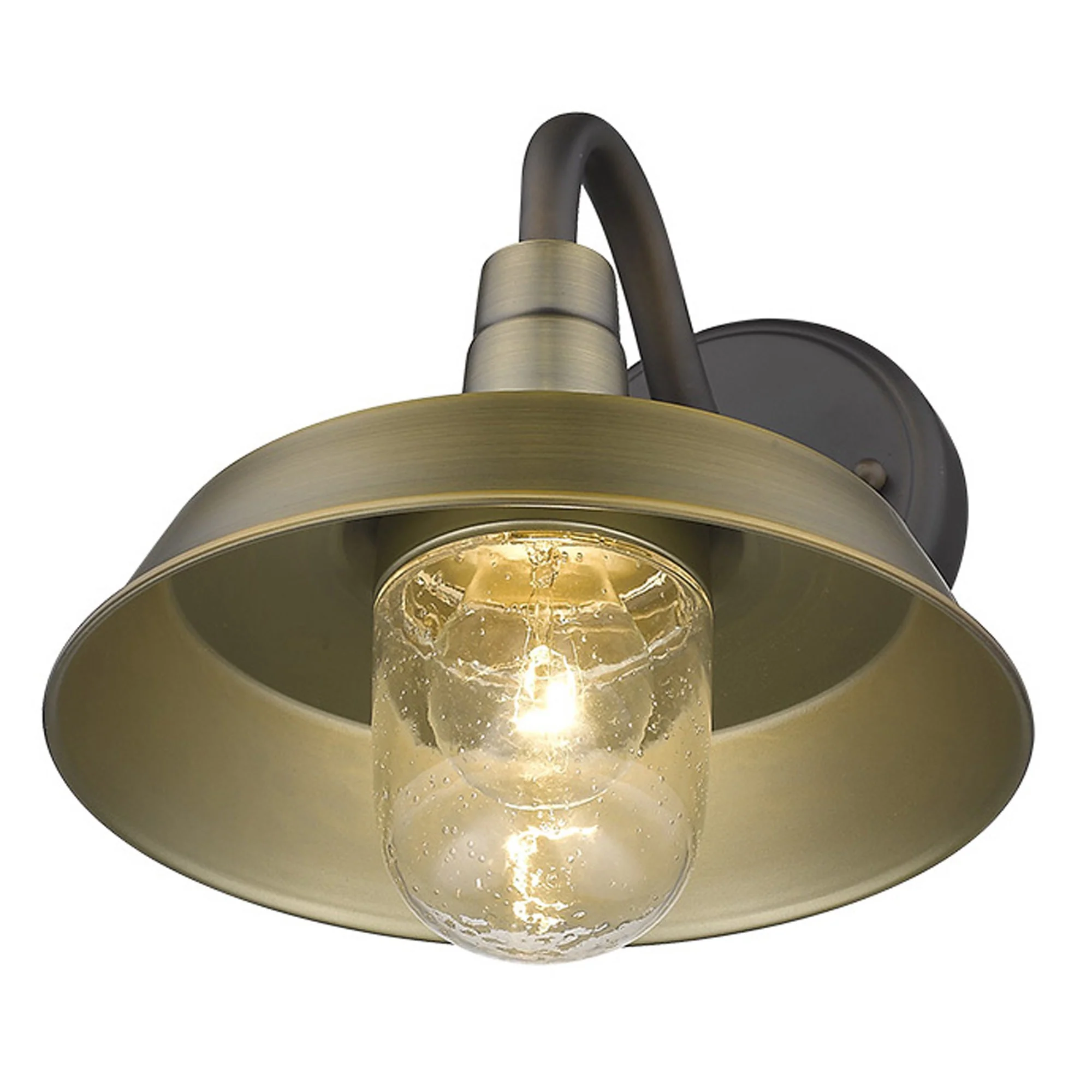 Brushed Gold Shallow Plate Shape Wall Light By Homeroots - Image 8
