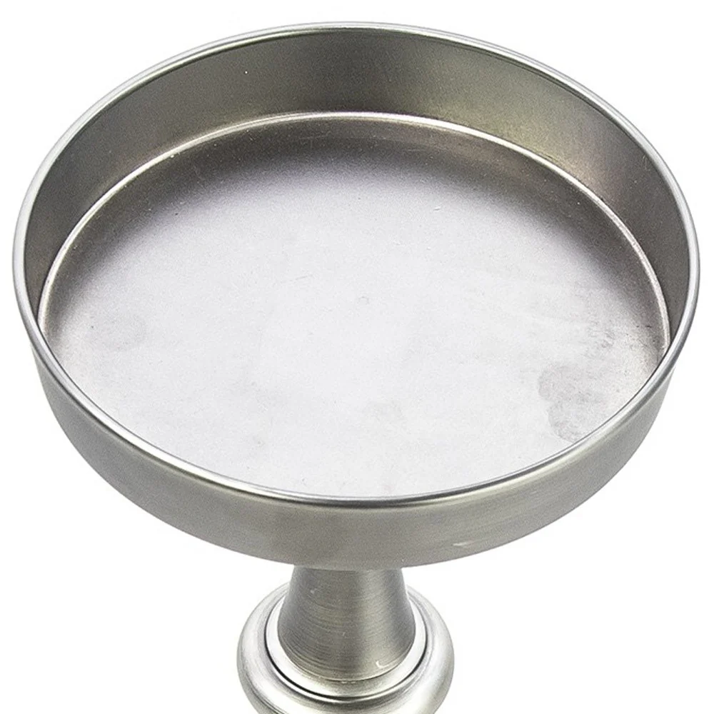 Brushed Silver Finish Drink Size Accent Table By Homeroots - Image 4