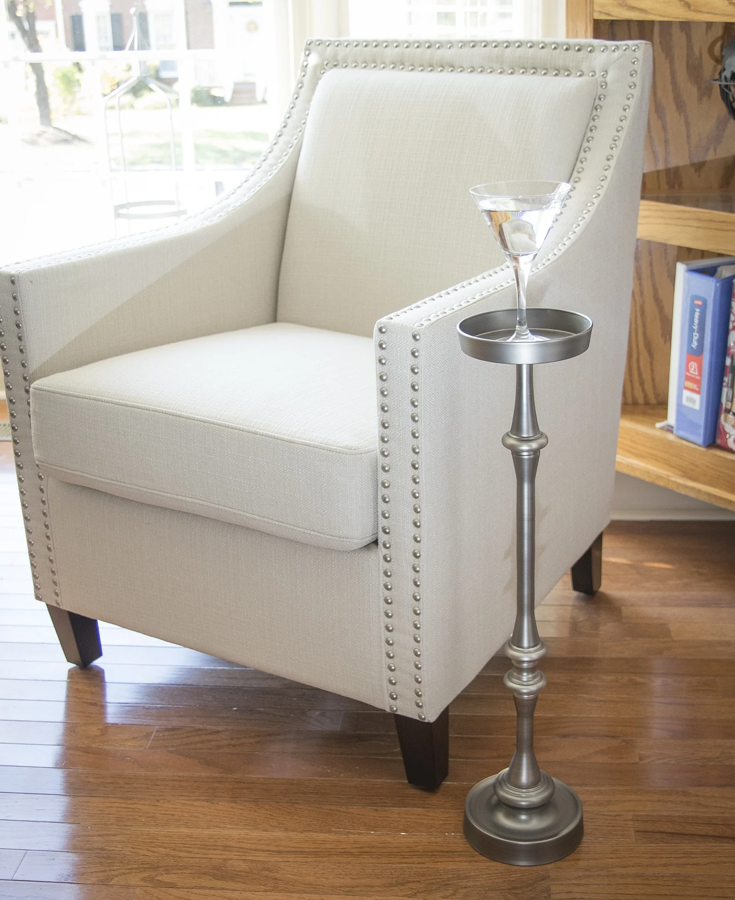Brushed Silver Finish Drink Size Accent Table By Homeroots - Image 6